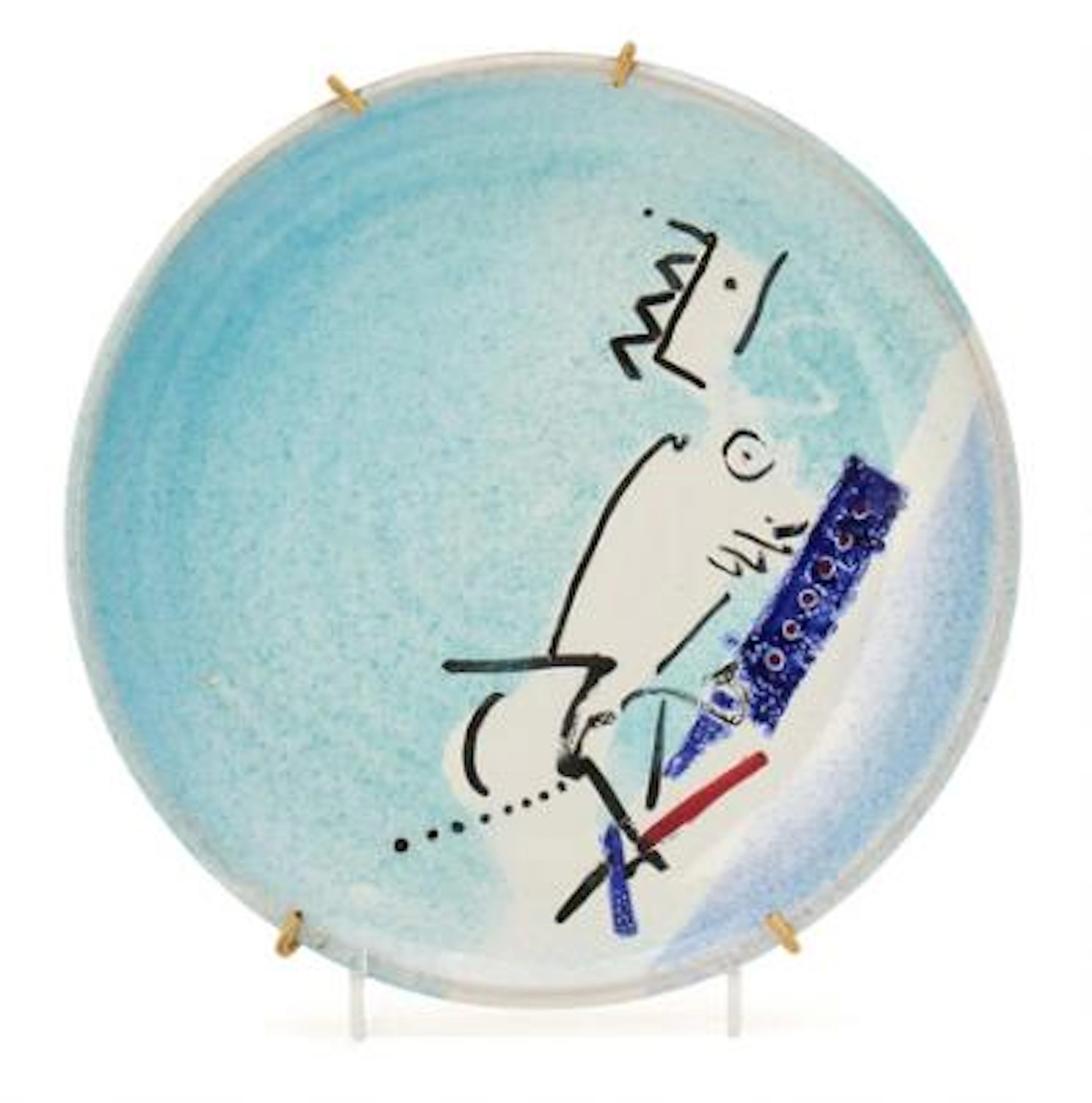 Hans Henrik Lerfeldt: Platter. Signed Lerfeldt, 1975. Polychrome painted