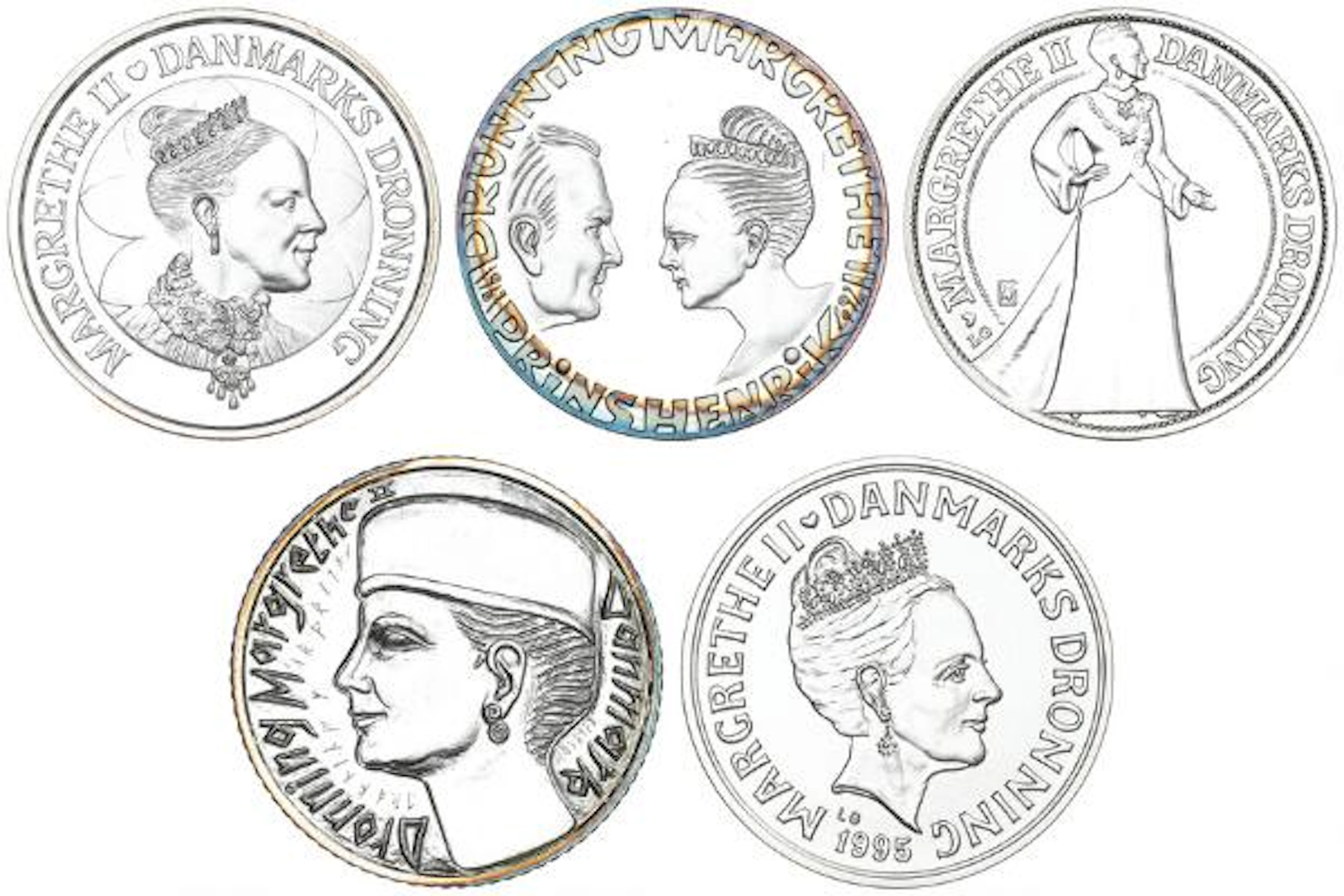 200 kr 1992, 1995 (both types), 1997, 2000, in total 5 pcs – Bruun