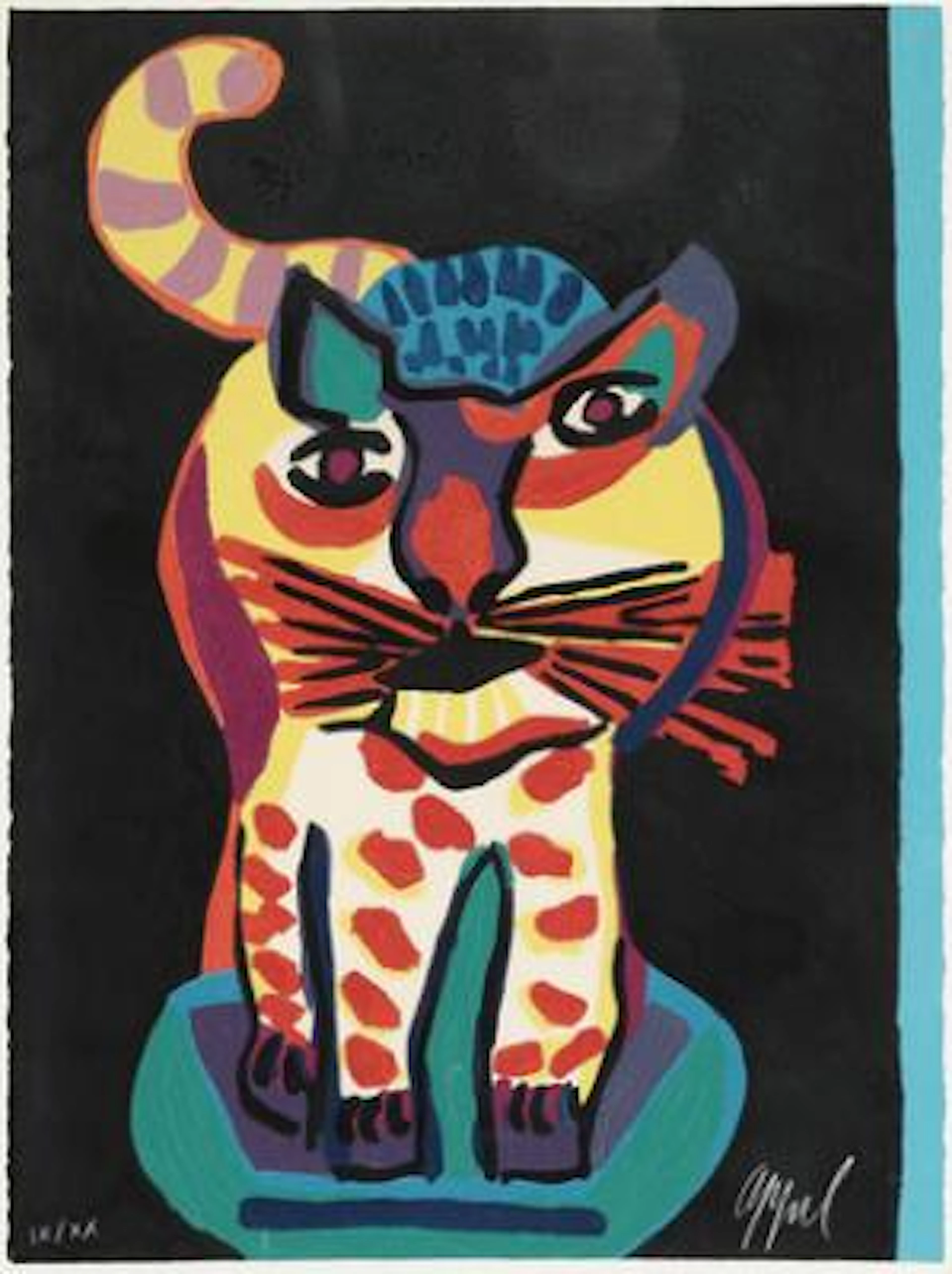 Karel Appel: "Le Chat Clown". Signed Appel, IX/XX. Engraving and carborundum