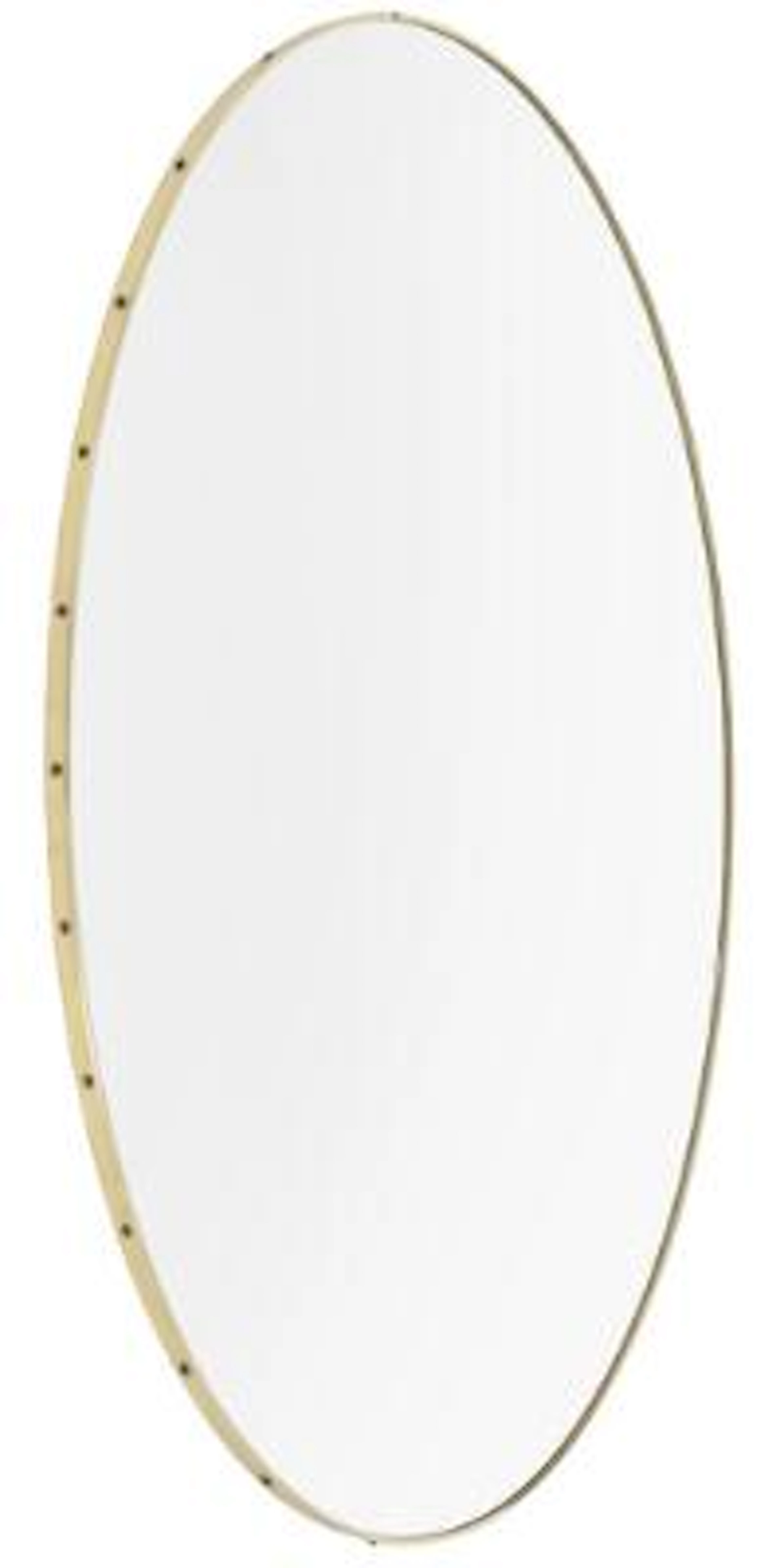 Scandinavian design: Oval brass mirror. H. 80 cm. W. 43,5 cm. D. 2