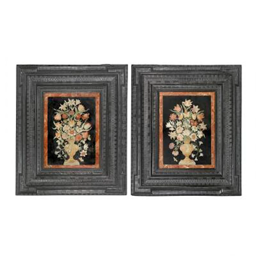 A pair of large Italian Baroque scagiola panels. Presumably Florance