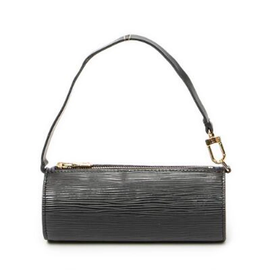 Louis Vuitton: A "Soufflot Pouch" of black Epi-leather with gold-tone