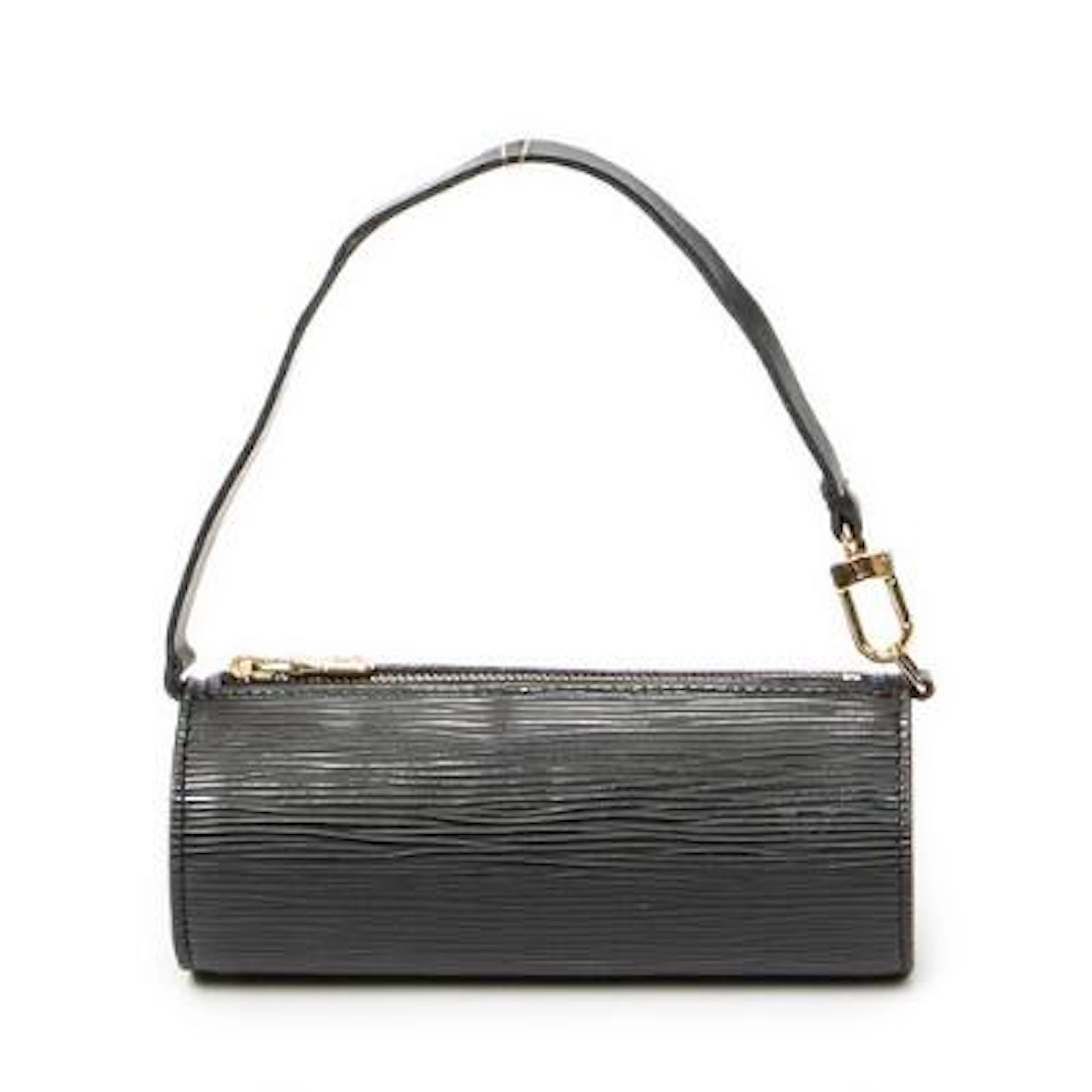 Louis Vuitton: A "Soufflot Pouch" of black Epi-leather with gold-tone