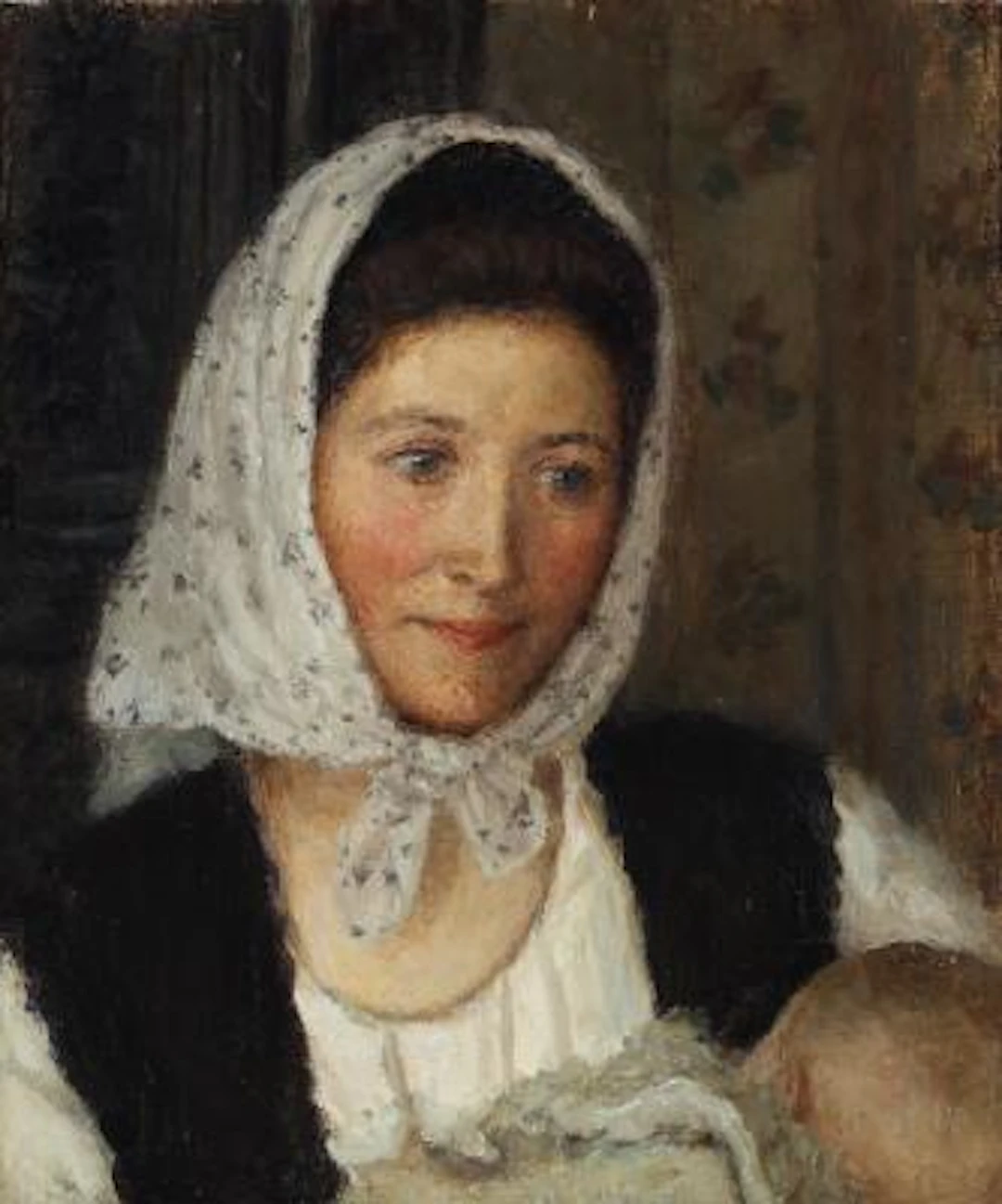 Gustava Emilie Grüner: Swedish Fishwife with a Child. Signed and dated
