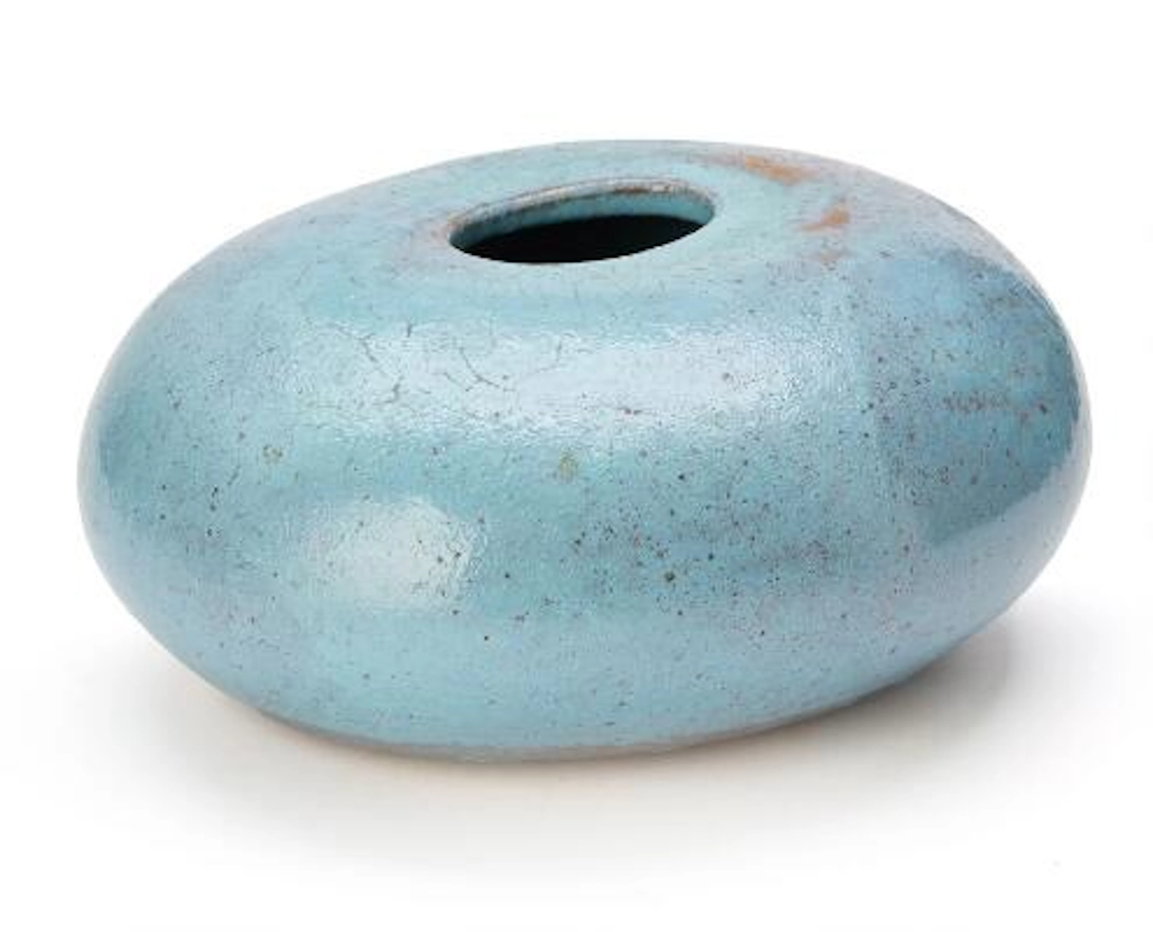 Christian Poulsen: An oval stoneware vase decorated with blue glaze.