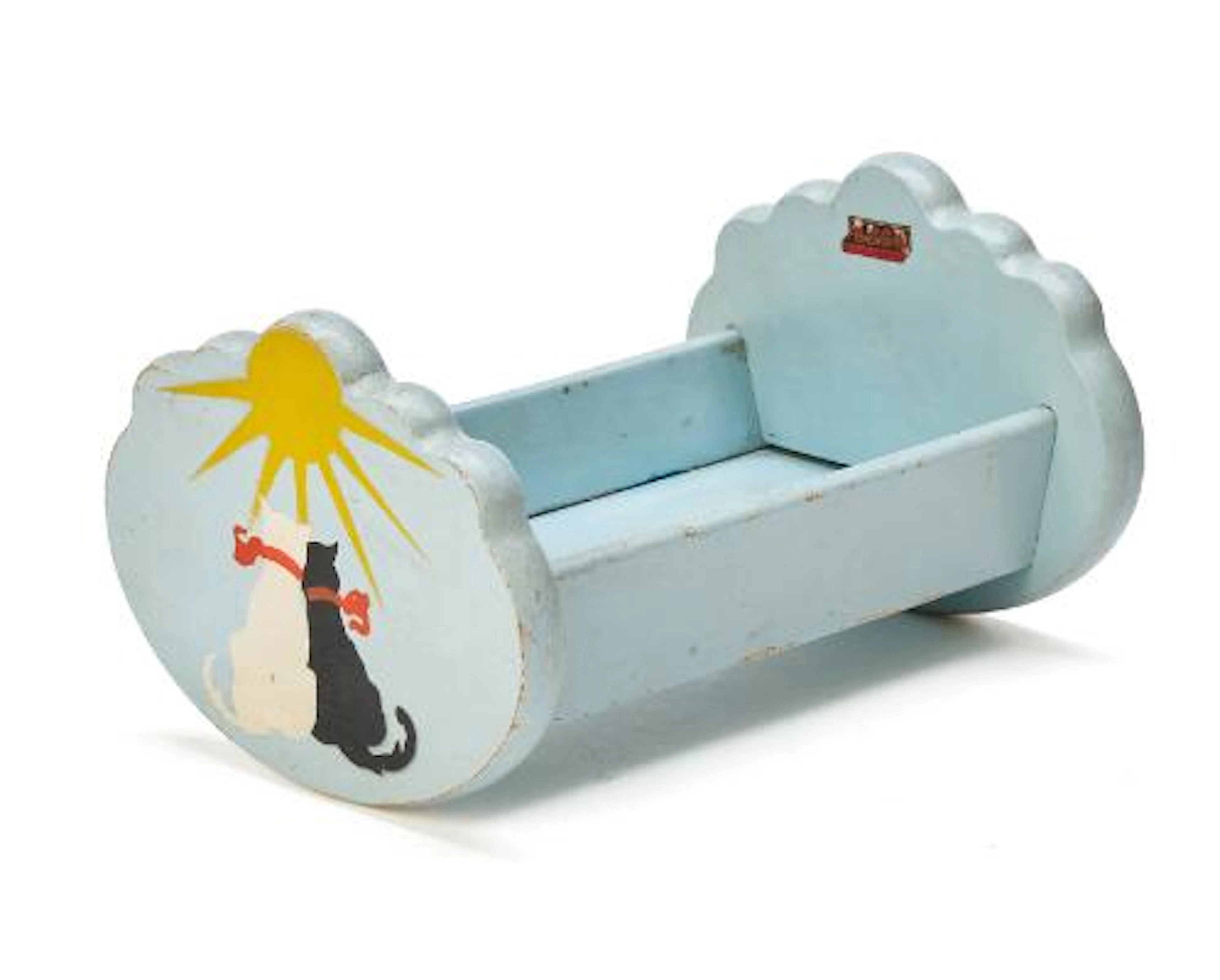 LEGO: Doll's cradle of painted wood. Manufactured and marked by "LEGO-Billund