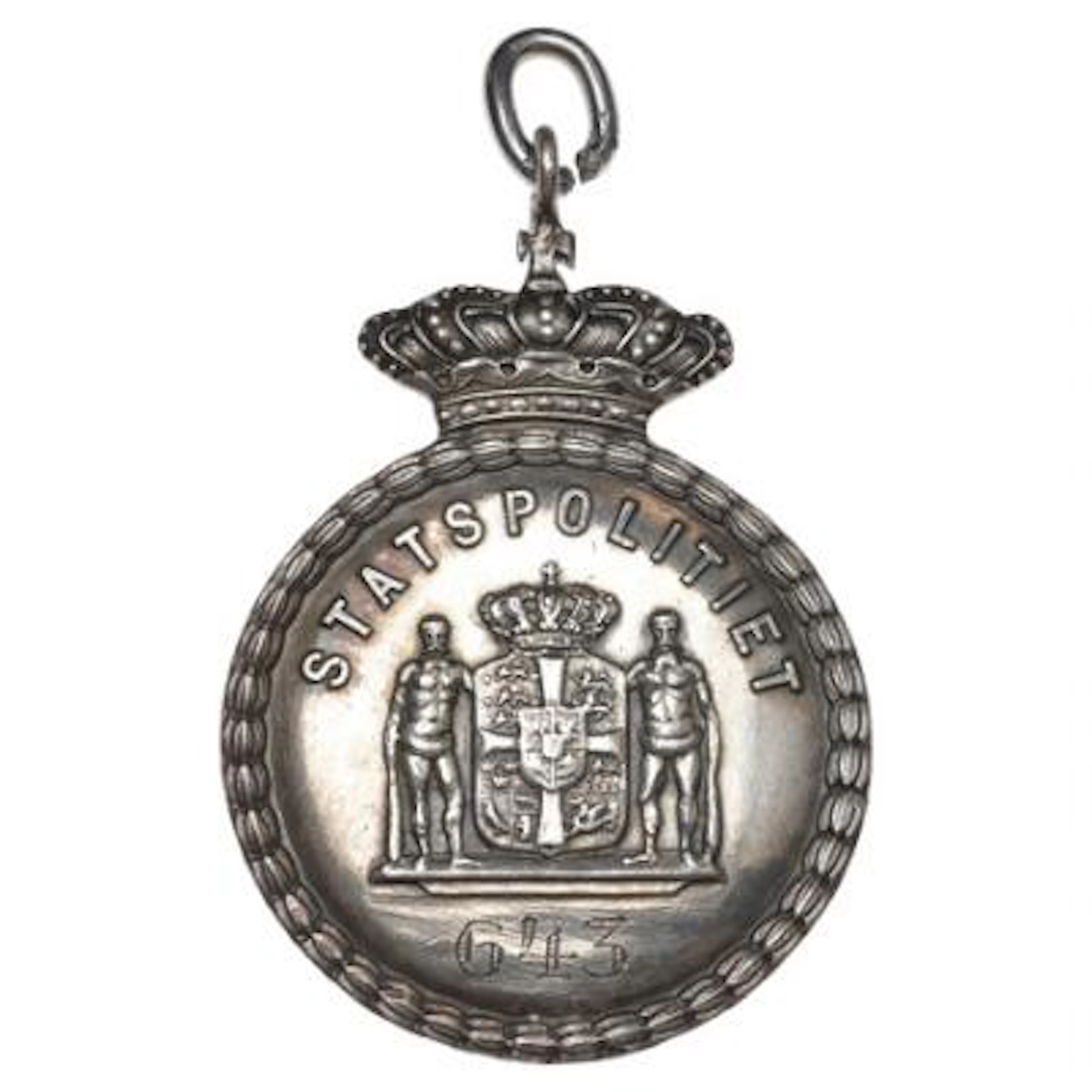 Police badge, State Police, The State Police marked 643, bright metal