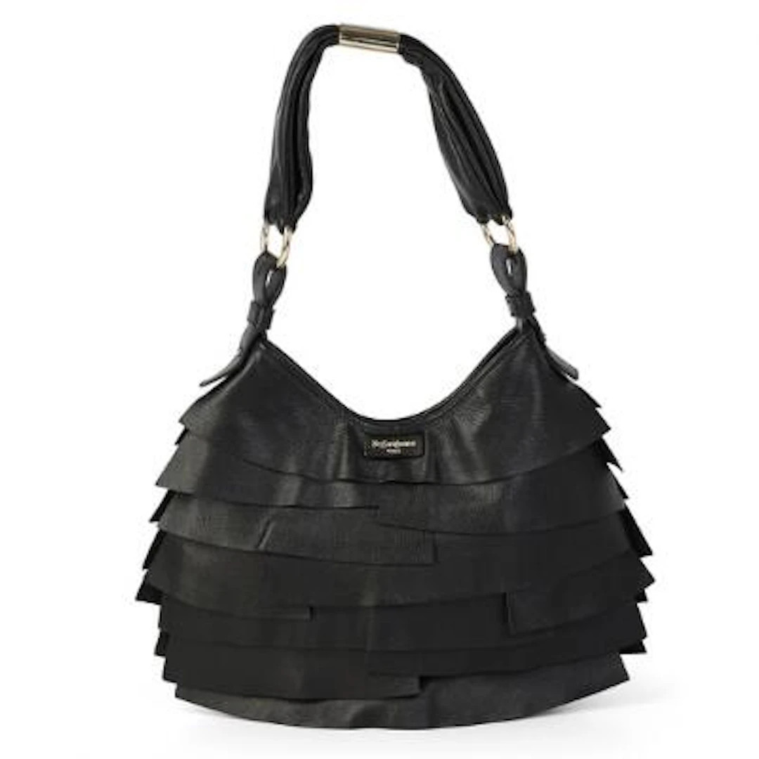 Yves Saint Laurent: A "Saint Tropez" bag of black pleated leather