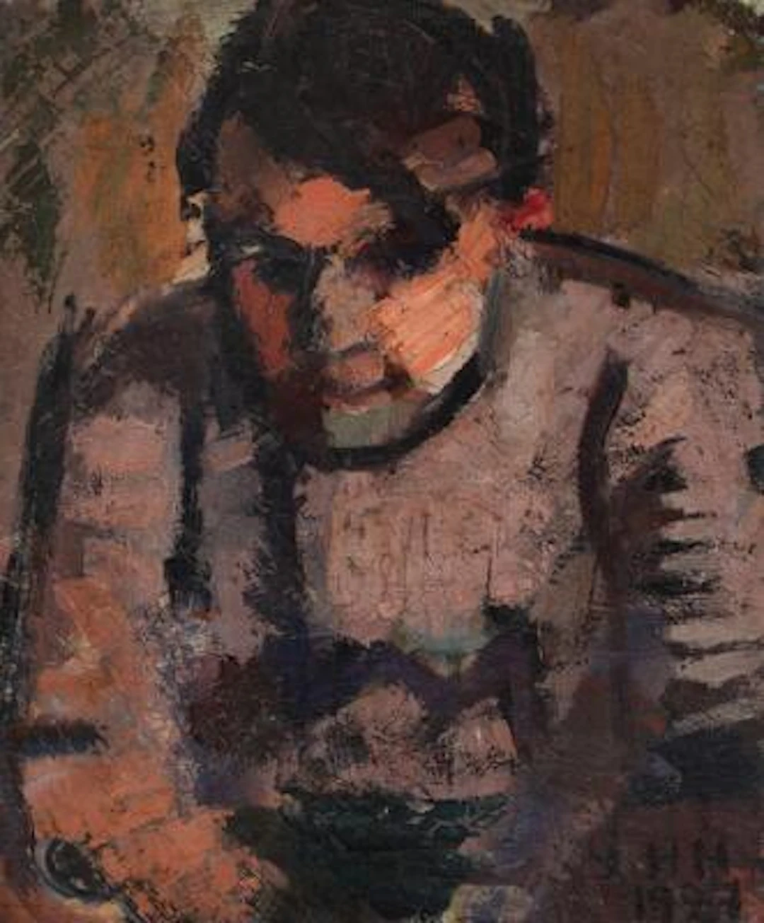 Søren Hjorth-Nielsen: Portrait of the painter Mogens Zieler. Signed