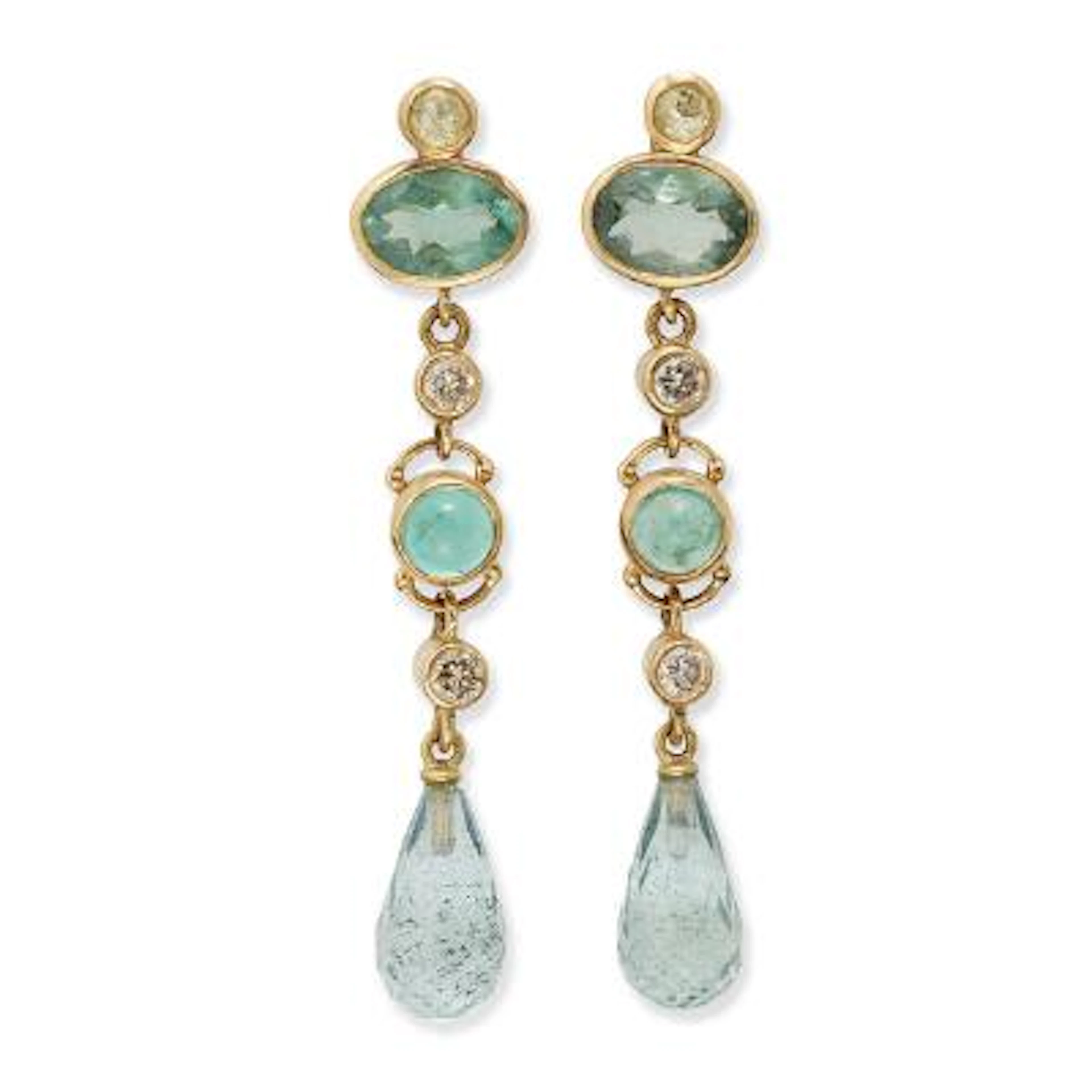 Natascha Trolle: A pair of ear pendants set with tourmaline, diamond