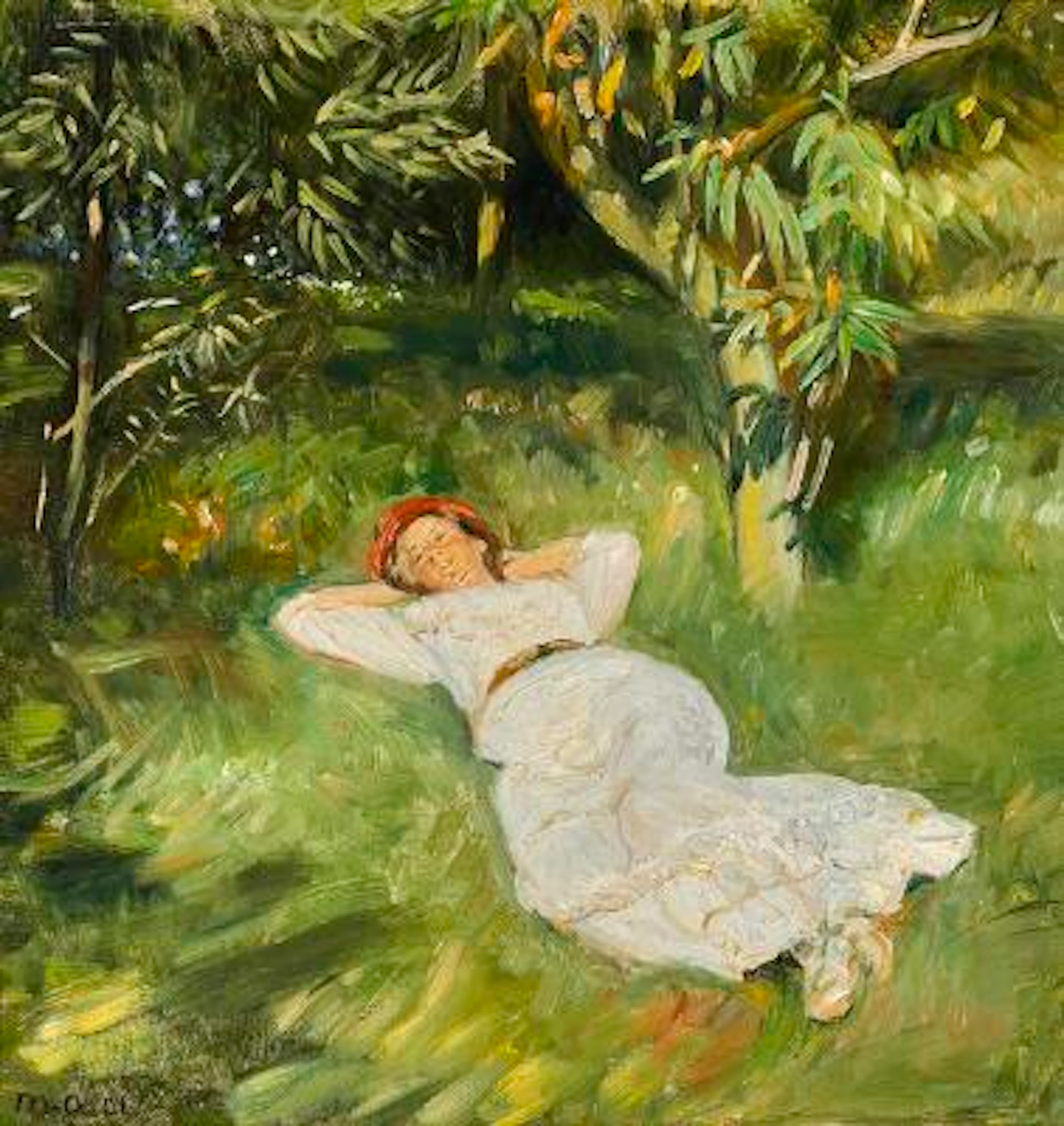 Michael Ancher: A young woman in a white dress. Signed and dated M.