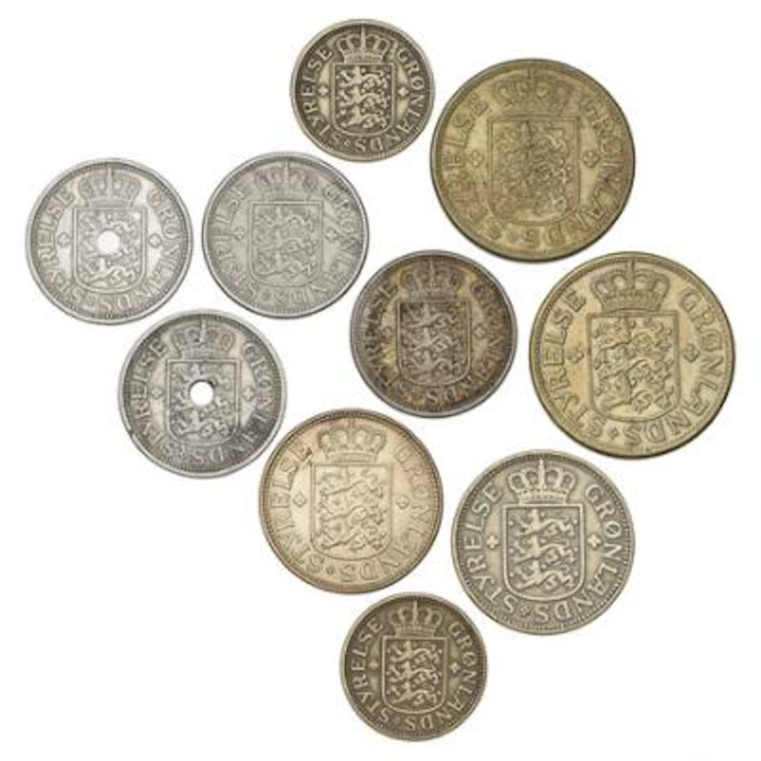 Greenland, 25 øre with and without hole 1926, 50 øre 1926, 1 kr 1926