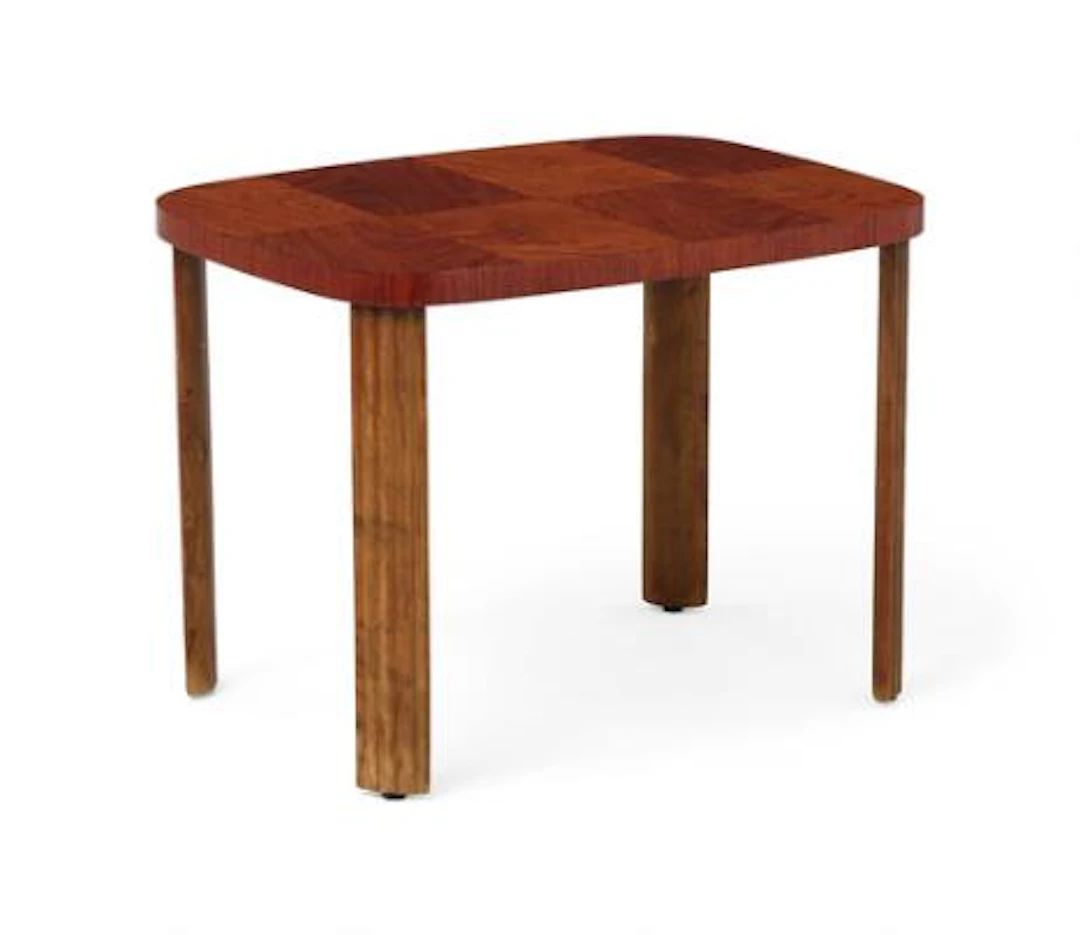 Swedish furniture design: Coffee table with fluted birch legs. Rosewood