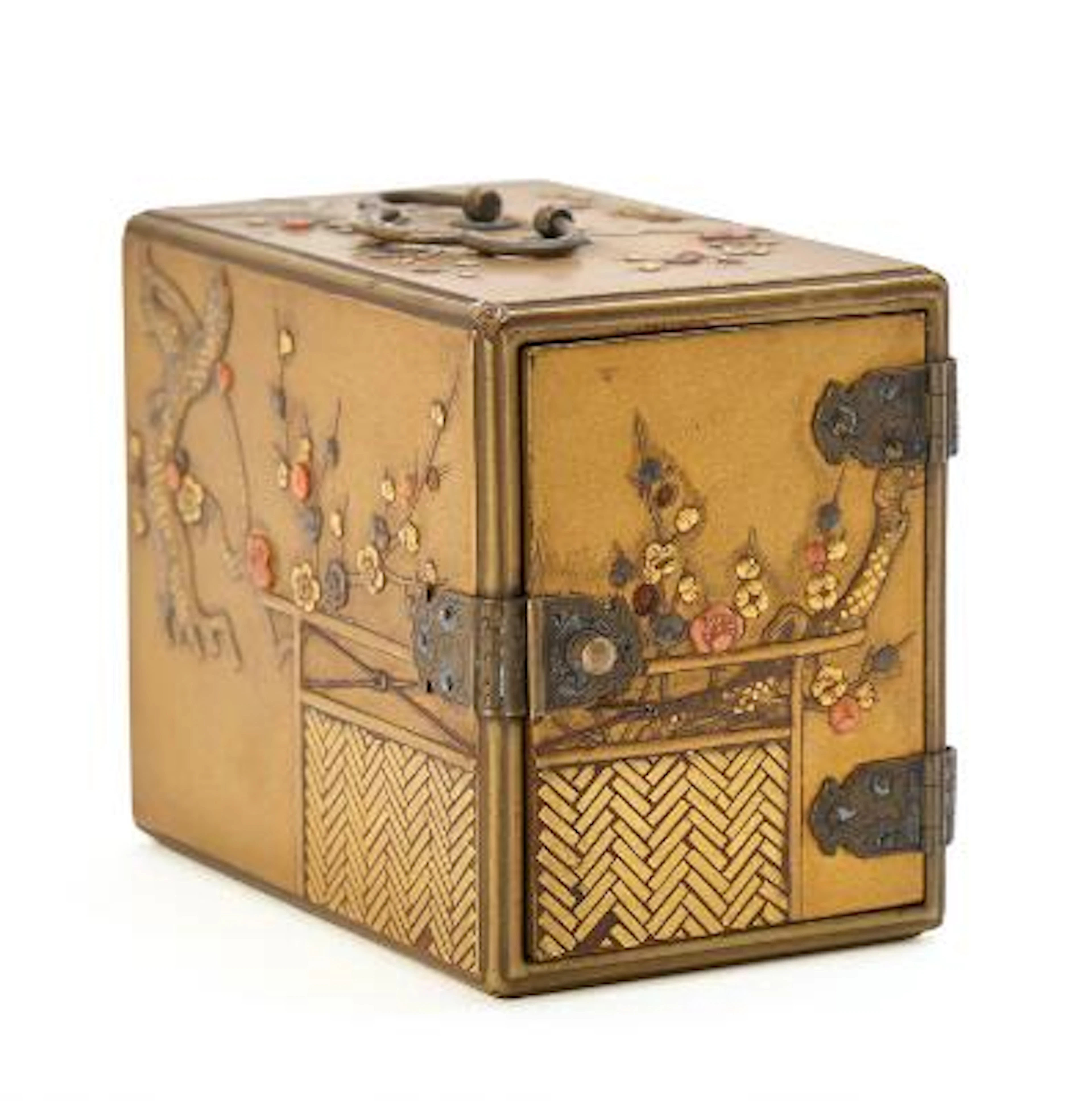 A small Japanese gold-laquer kodansu (incense cabinet). Late Edo