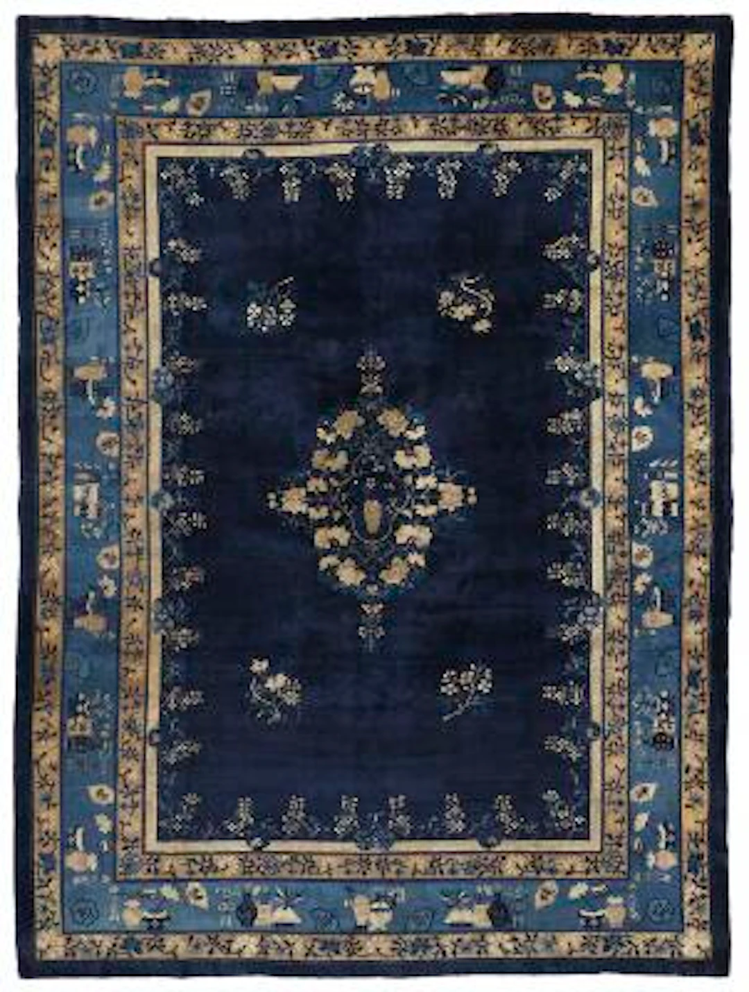 A signed Peking carpet, China. Signed: XIE Li Yong Zao(Executed by