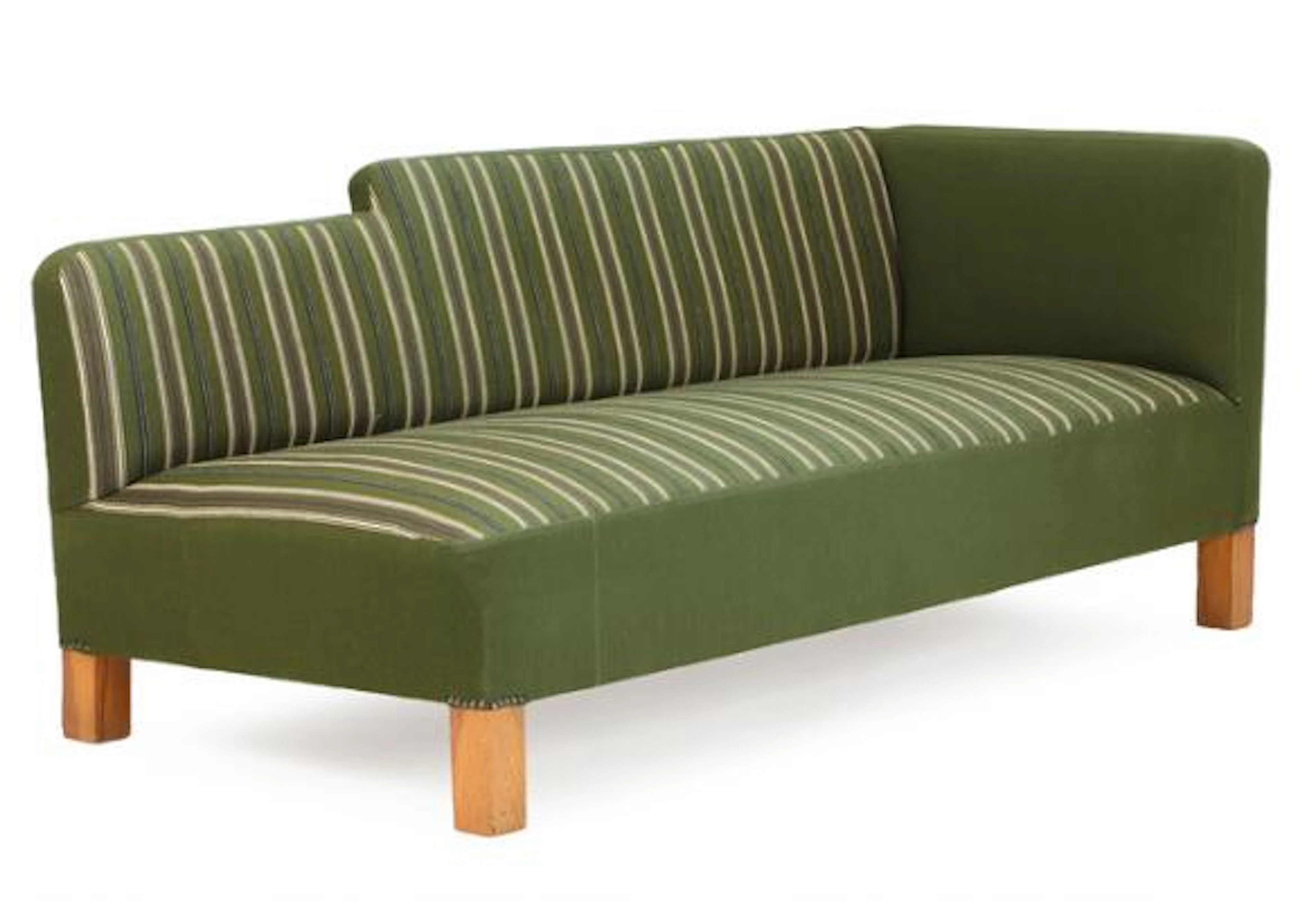 Danish furniture design: Three seater sofa/chaiselong with oak legs