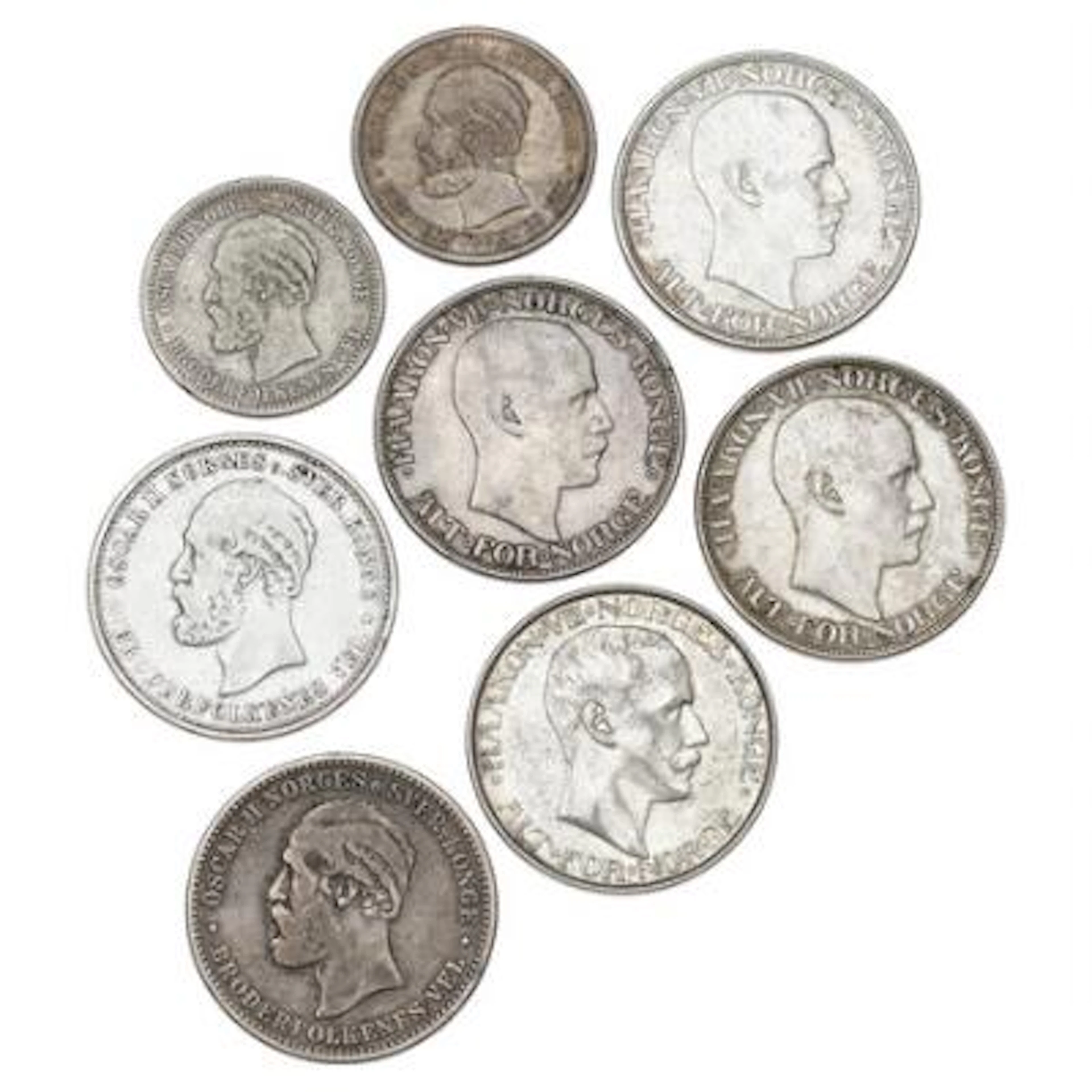 Norway, Oscar II, 2 kr 1878, 1900, 1 kr 1890, 1901, NM 17, 27, 40