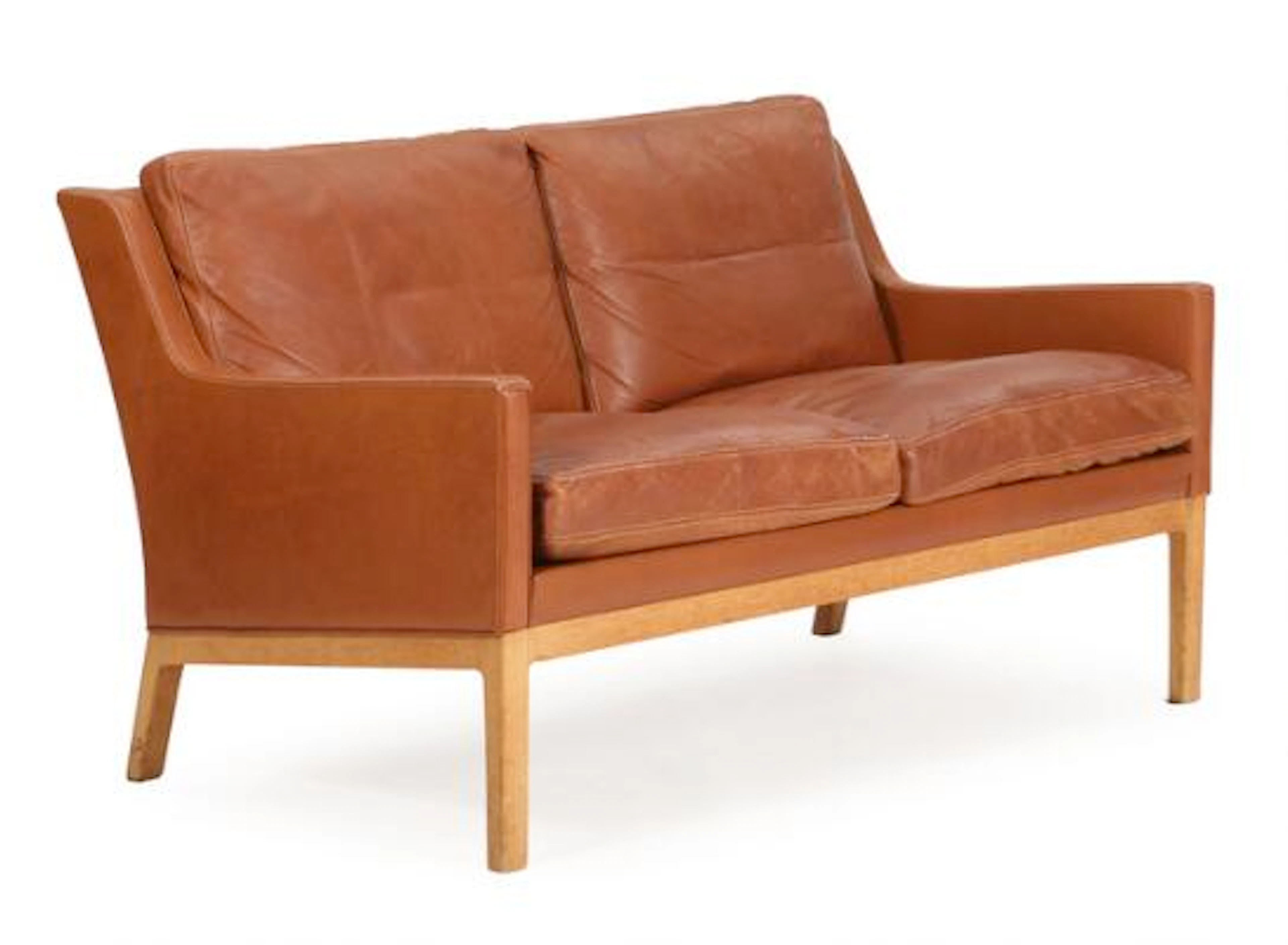 Kai Lyngfeldt Larsen: Two seater sofa with oak frame, upholstered