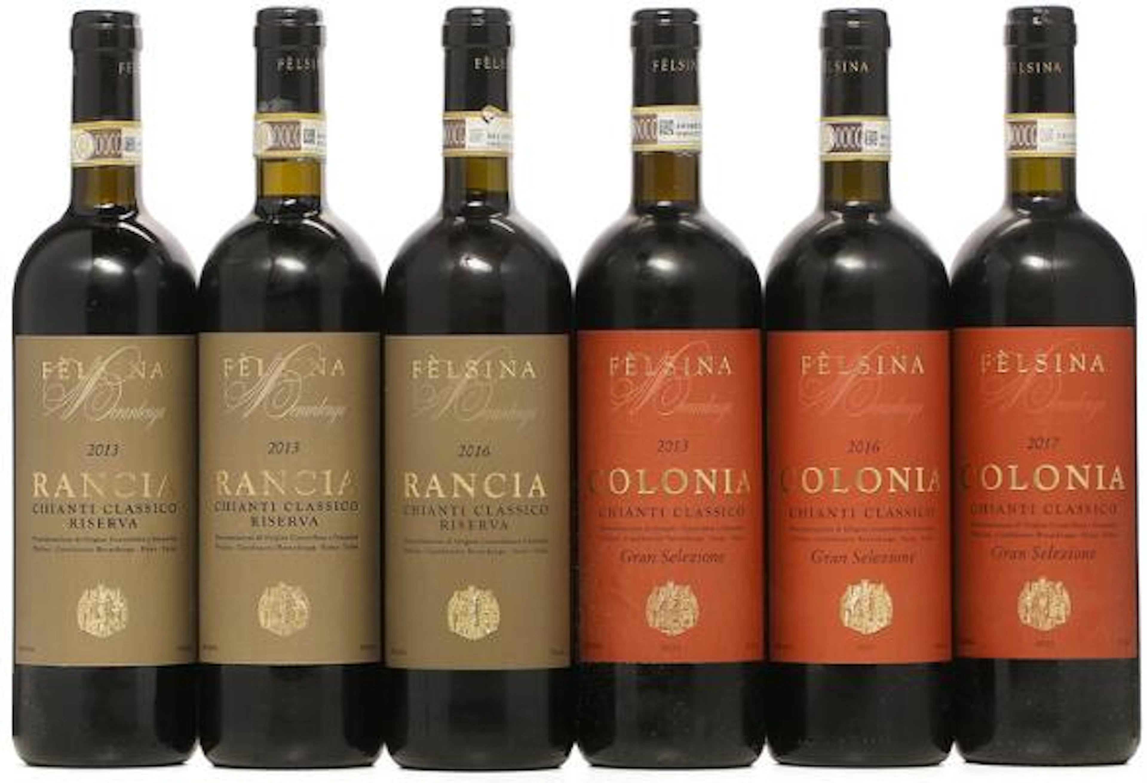 2 bts. Chianti Classico Riserva "Rancia", Fèlsina 2013 A (hf/in).