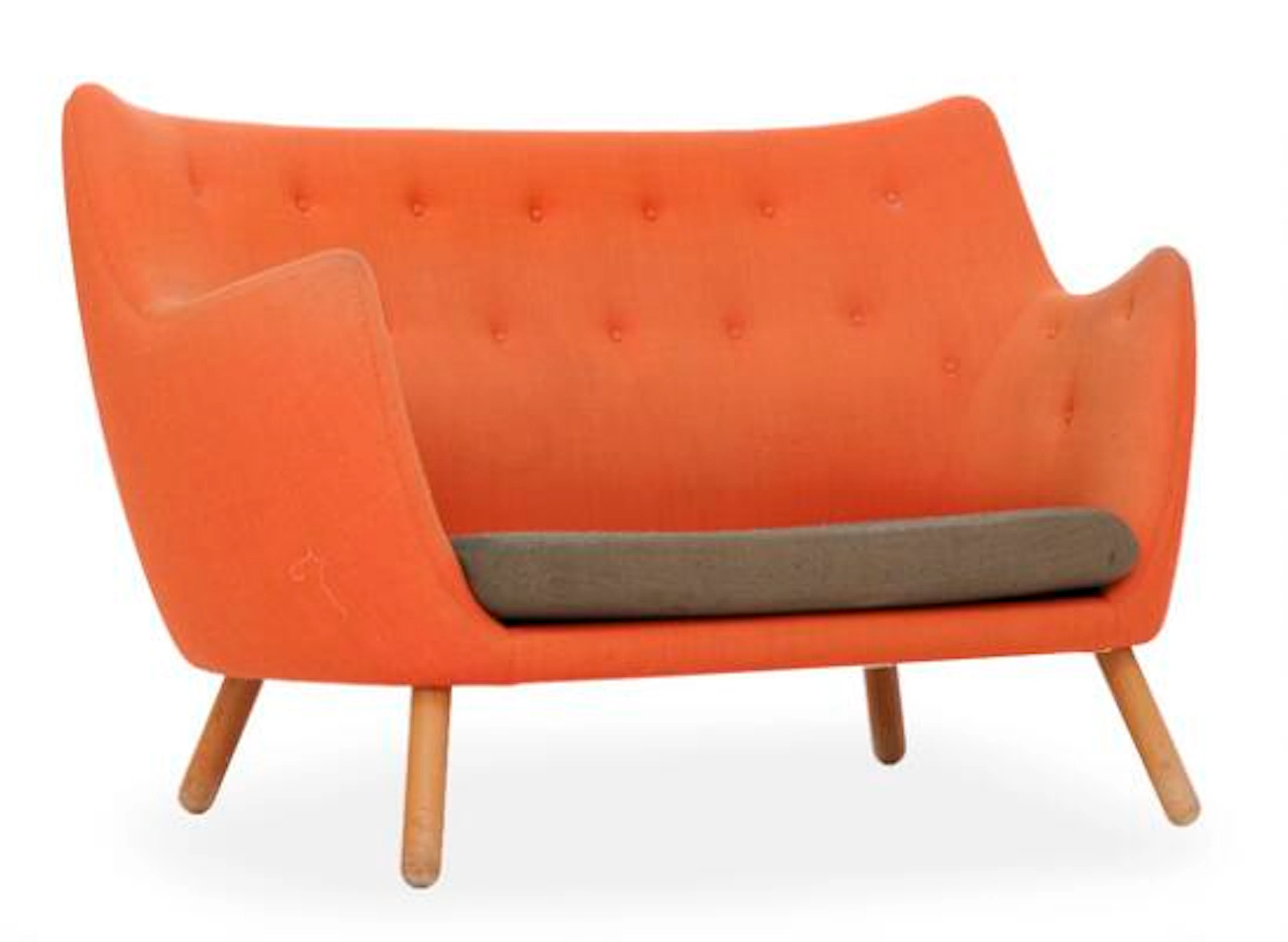 Finn Juhl: Two seater sofa with with oak legs. Sides and back upholstered