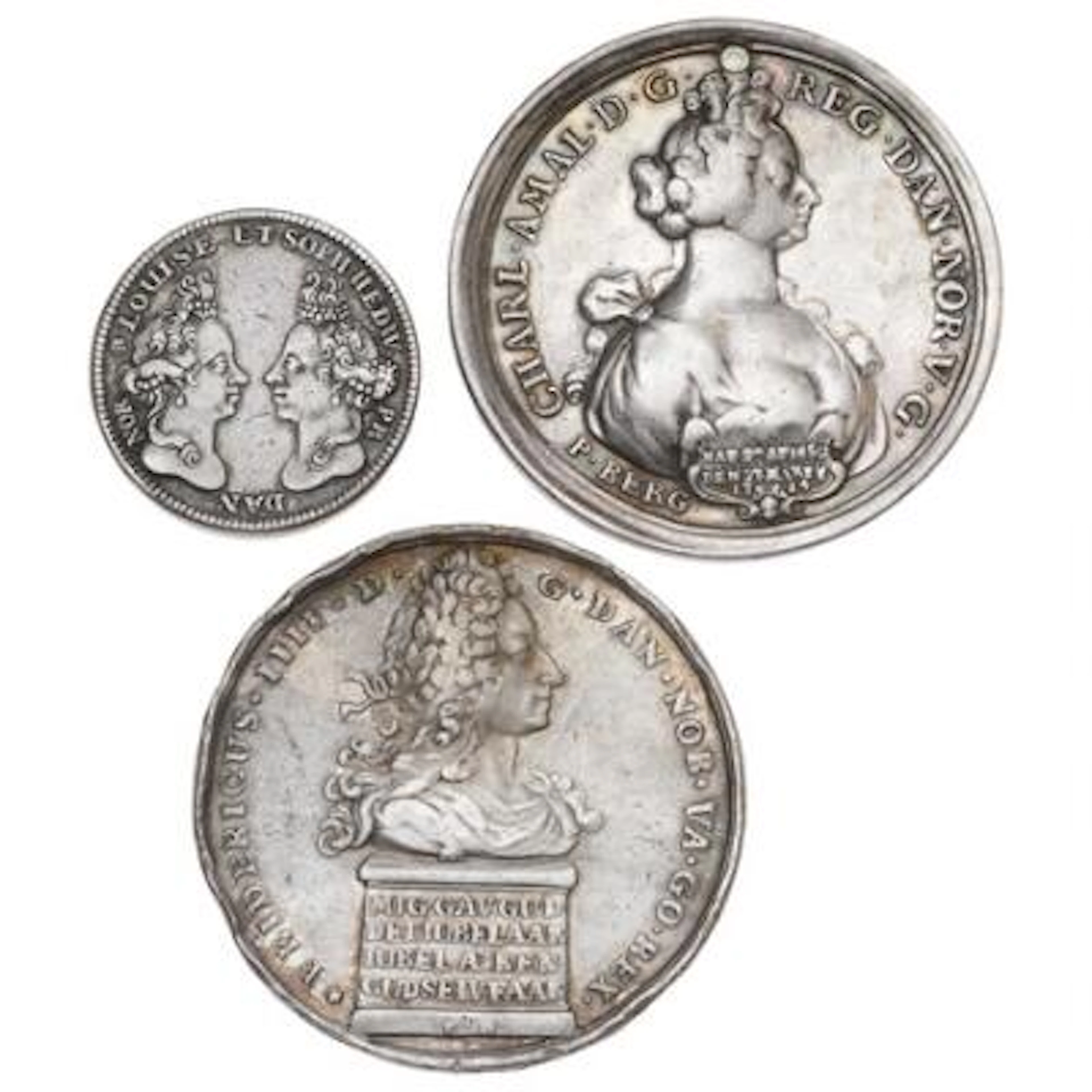 Christian V-Frederik IV, small collection of medals, in total 3 pcs