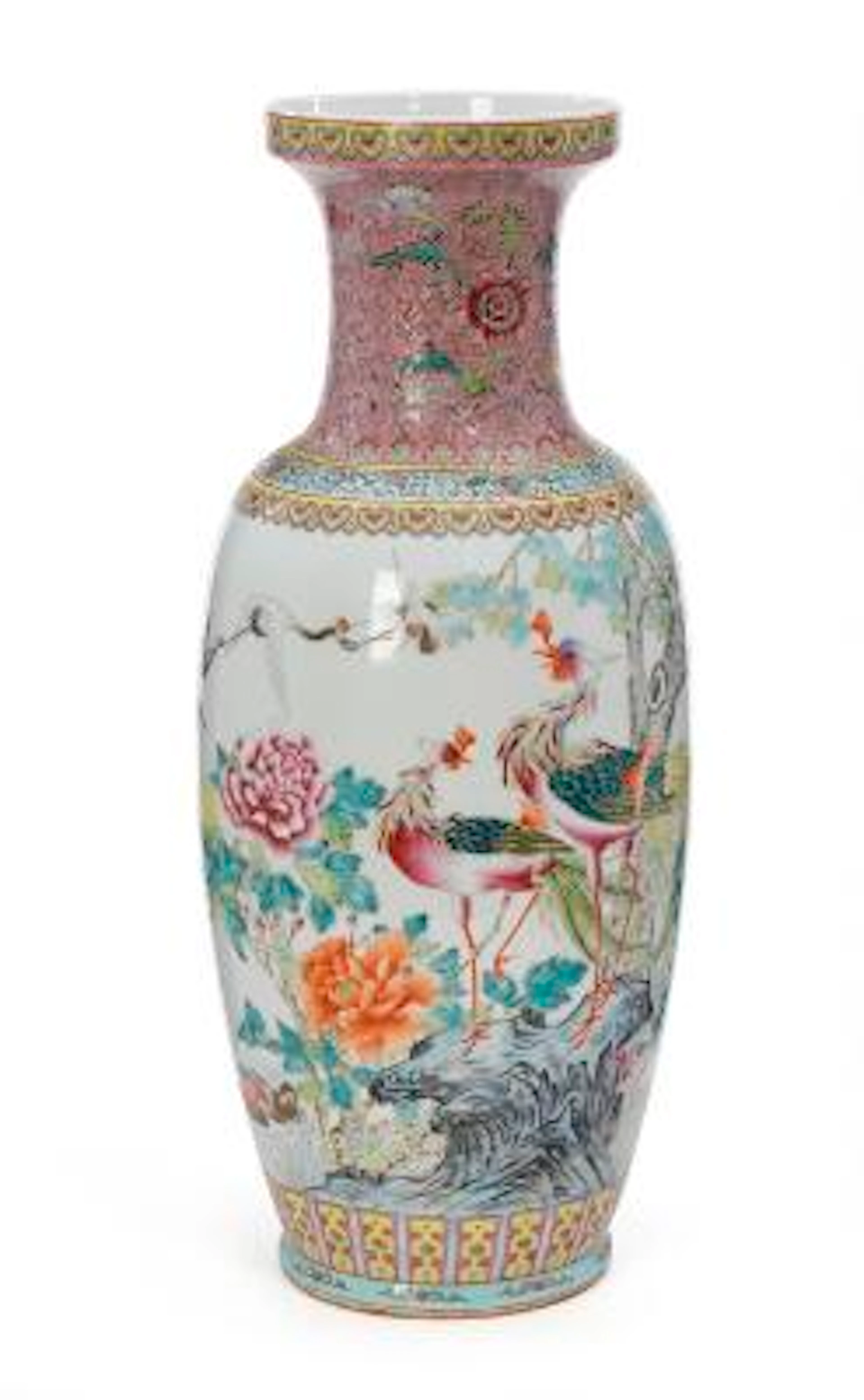 A large Chinese enamelled porcelain baluster vase, Jingdezhen 1970ies.