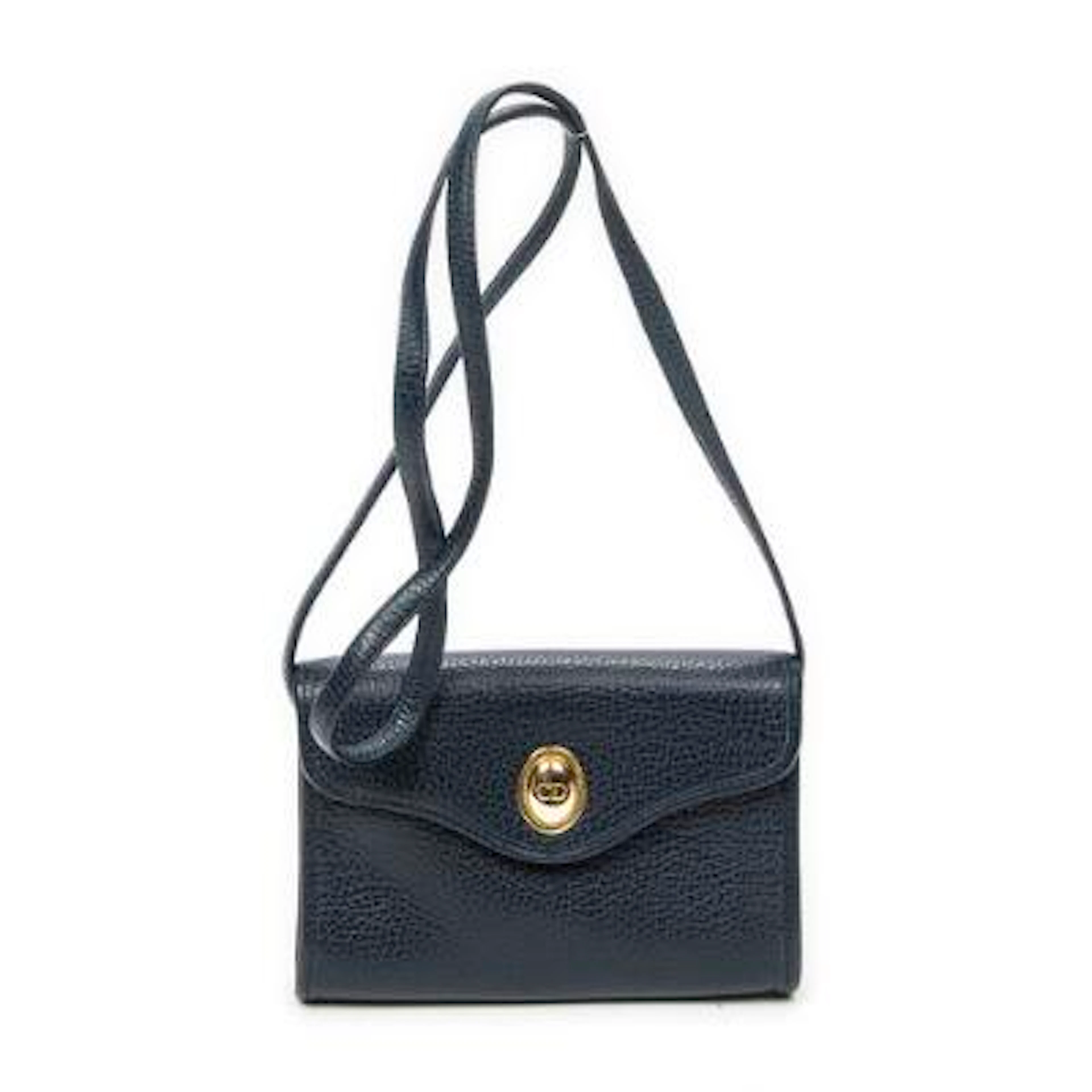 Christian Dior: A "Mini CD Flap Pouch Crossbody" in navy blue leather