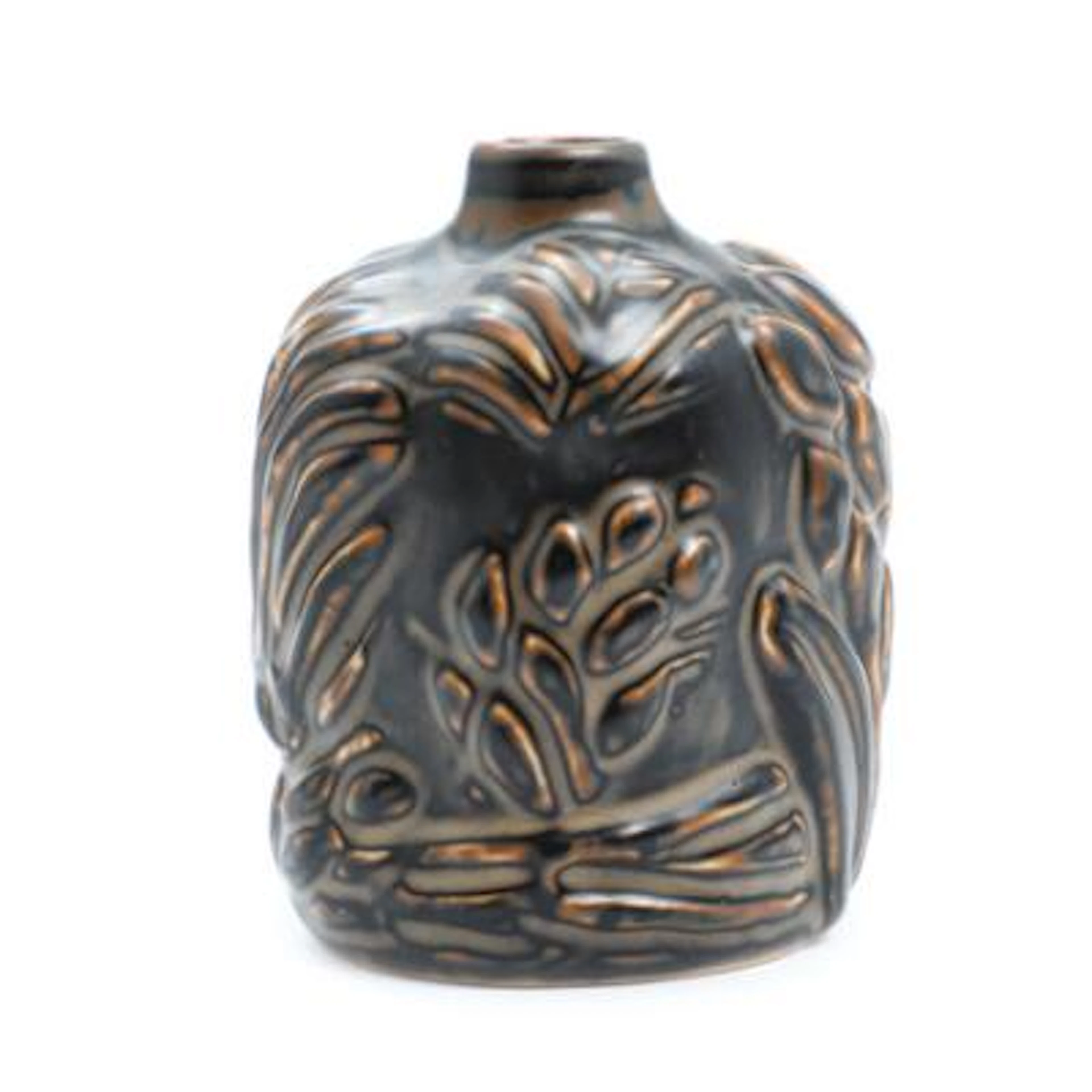 Axel Salto: A small stoneware vase, decorated with matte black and