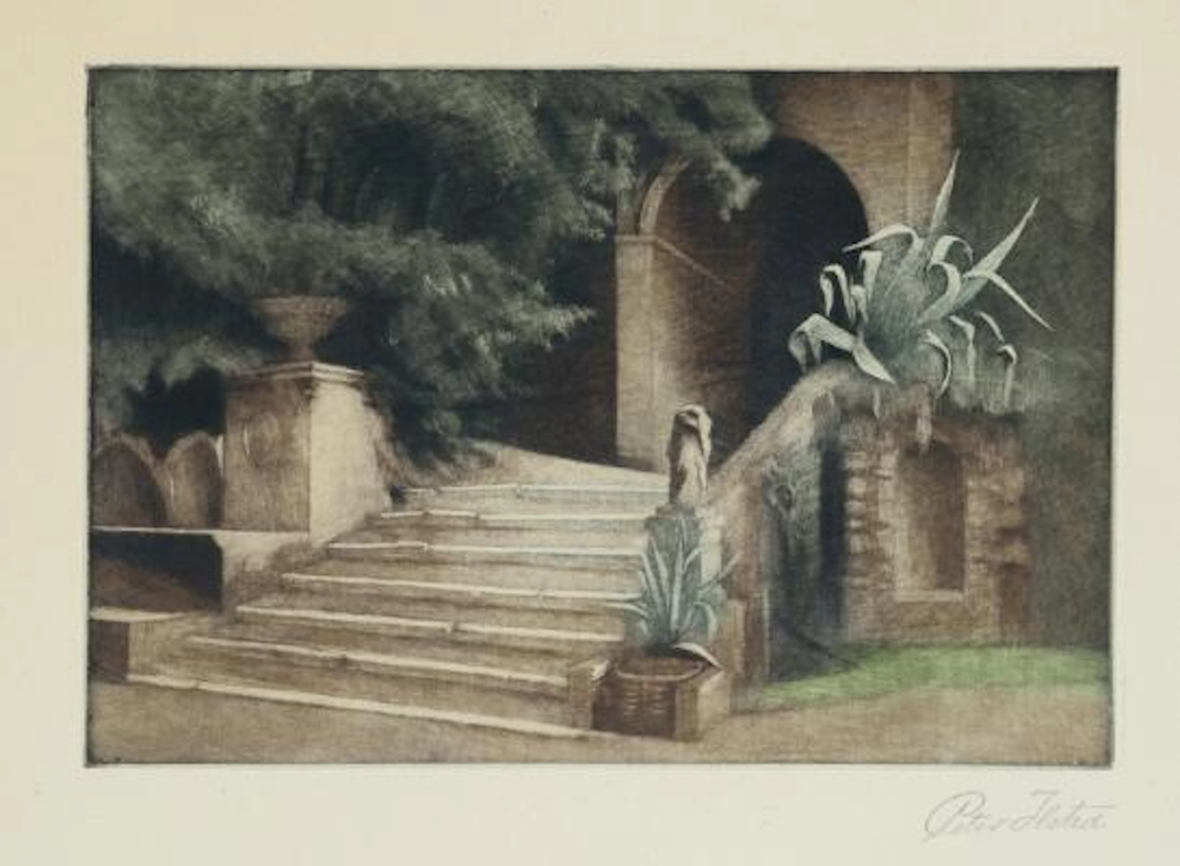 Peter Ilsted: “Fra haven i Villa d'Este”. 1931. Opus 70. Signed Peter