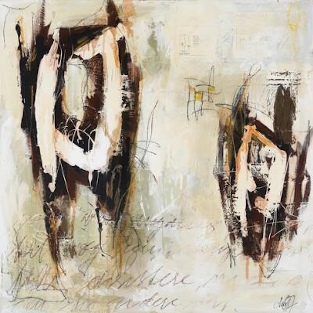 Mie Olise Kjærgaard: "Symbiose", 2002. Signed monogram. Oil on canvas.