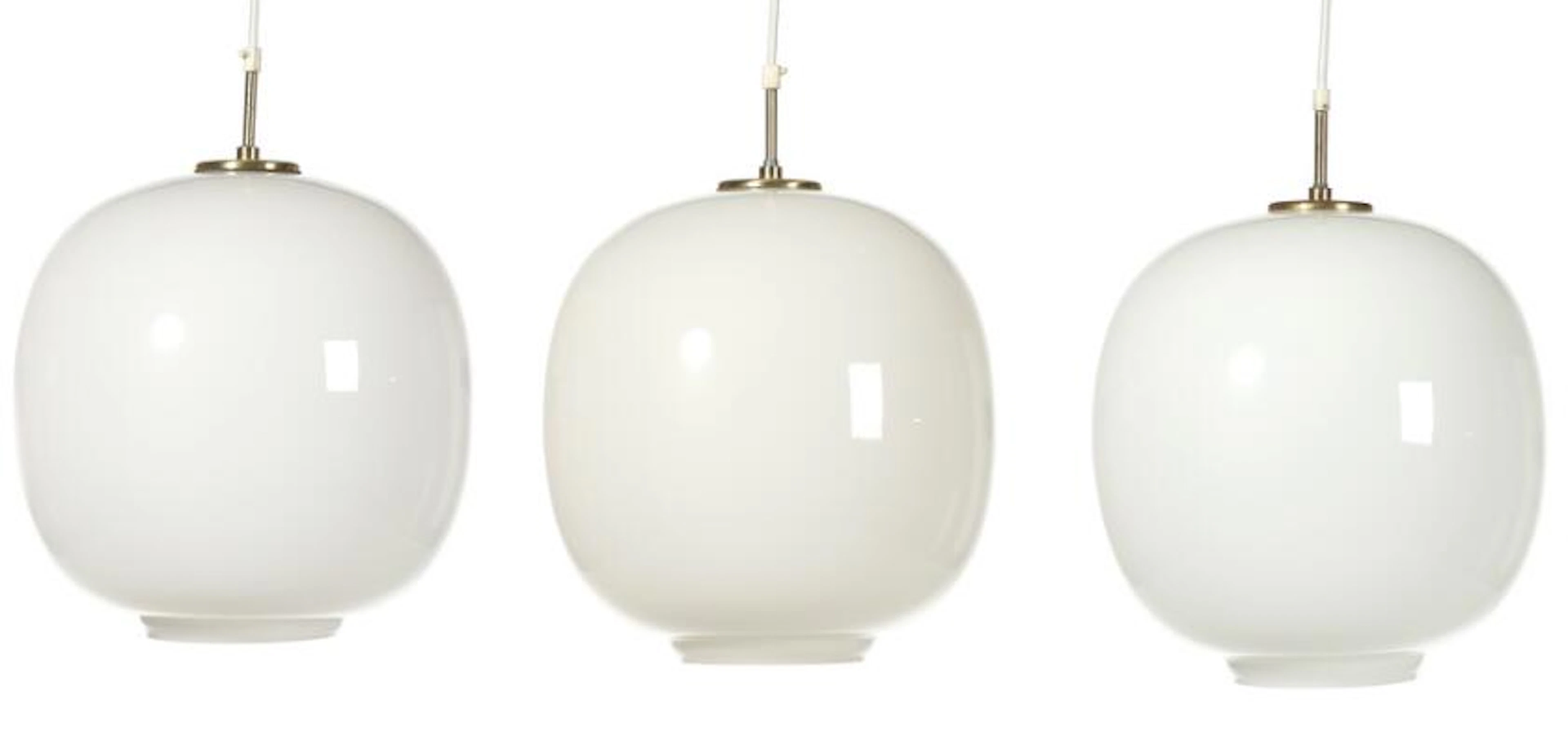 Vilhelm Lauritzen: "Radiohus pendant". Three pendants with opal glass