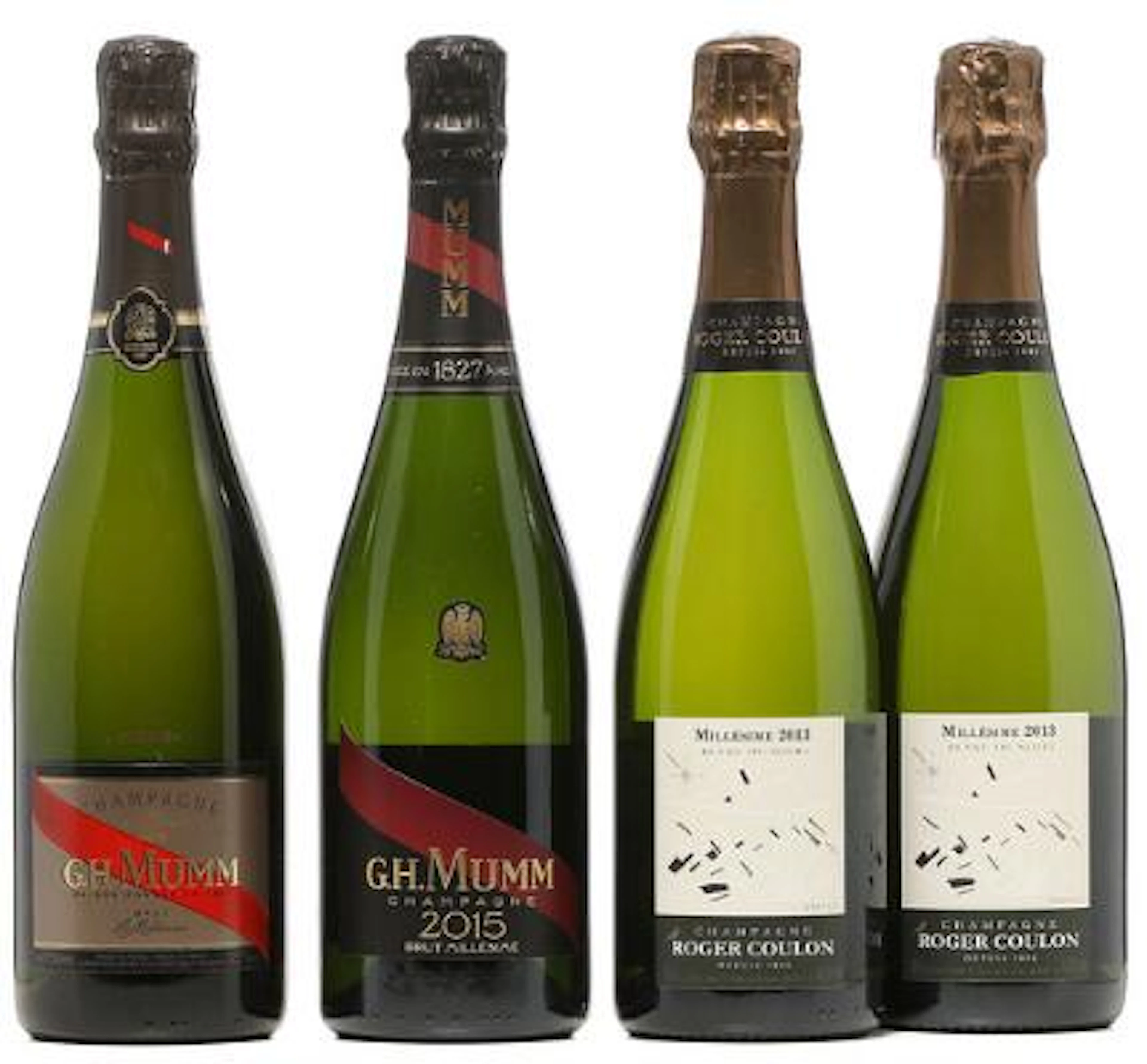 1 bt. Champagne Brut Millésimé, Mumm 2008 A (hf/in). etc. Total 4