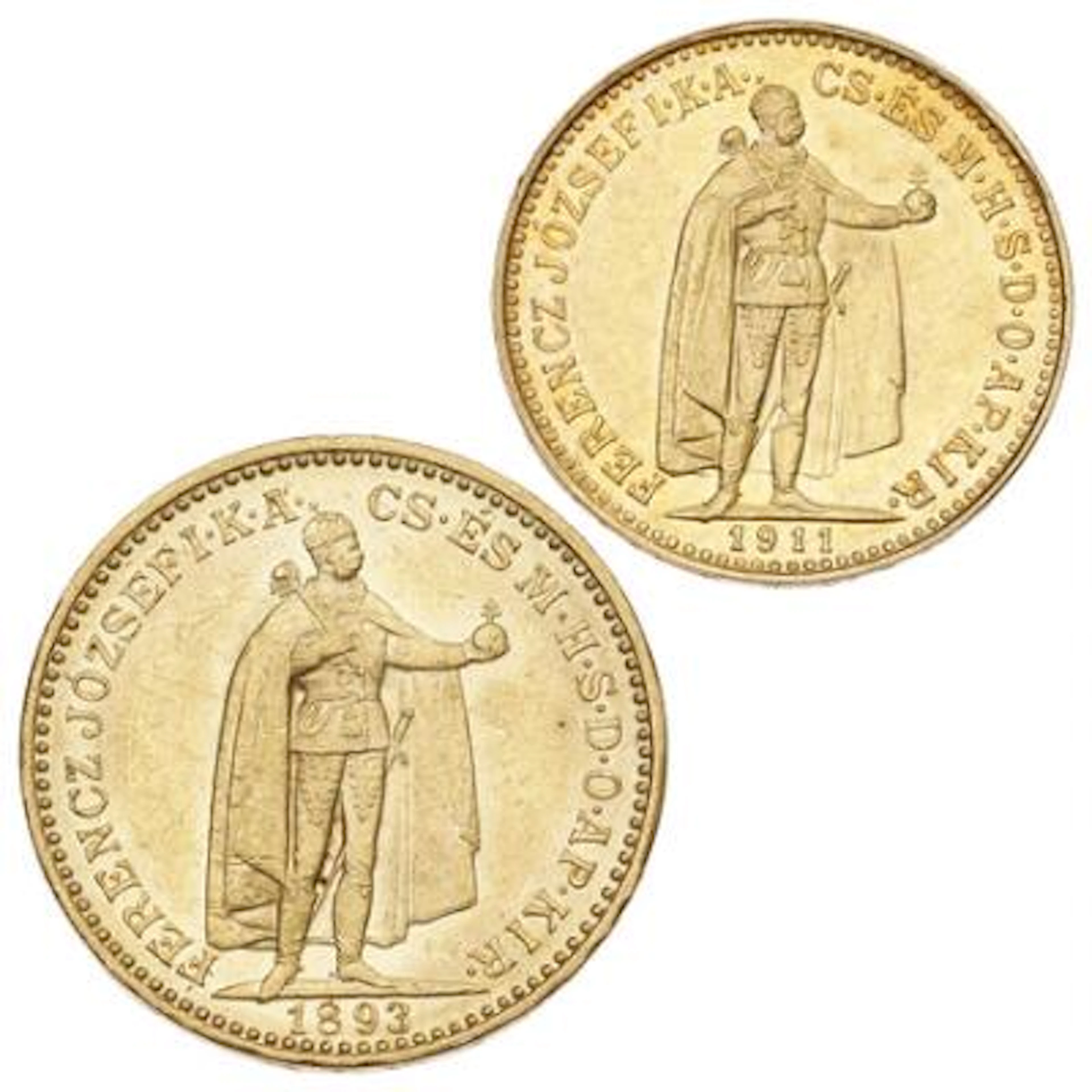 Hungary, Franz Joseph, 20 Korona 1893, F 250; 10 Korona 1911, F 252.