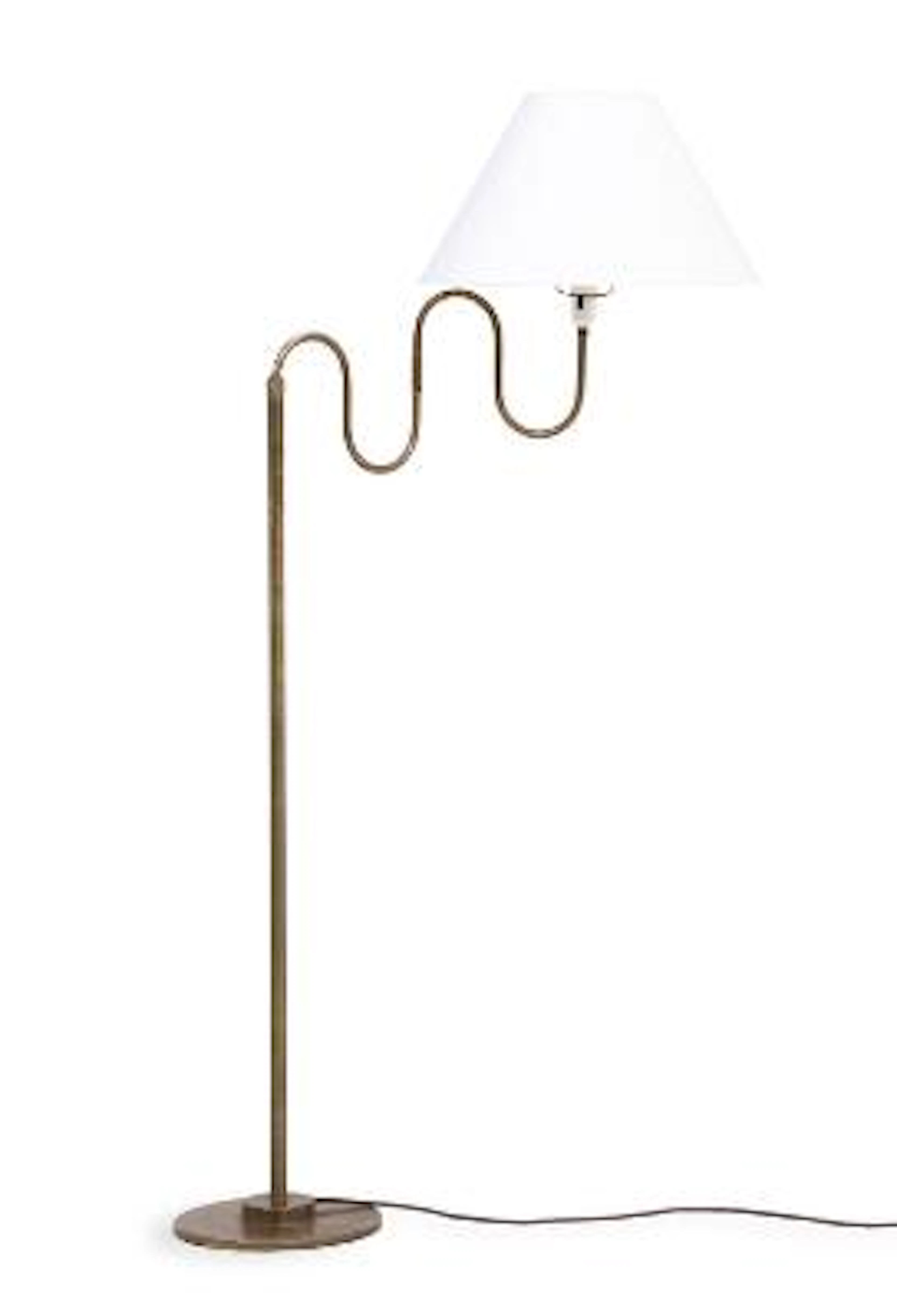Harald Notini, style of: Floor lamp of patinated brass with adjustable