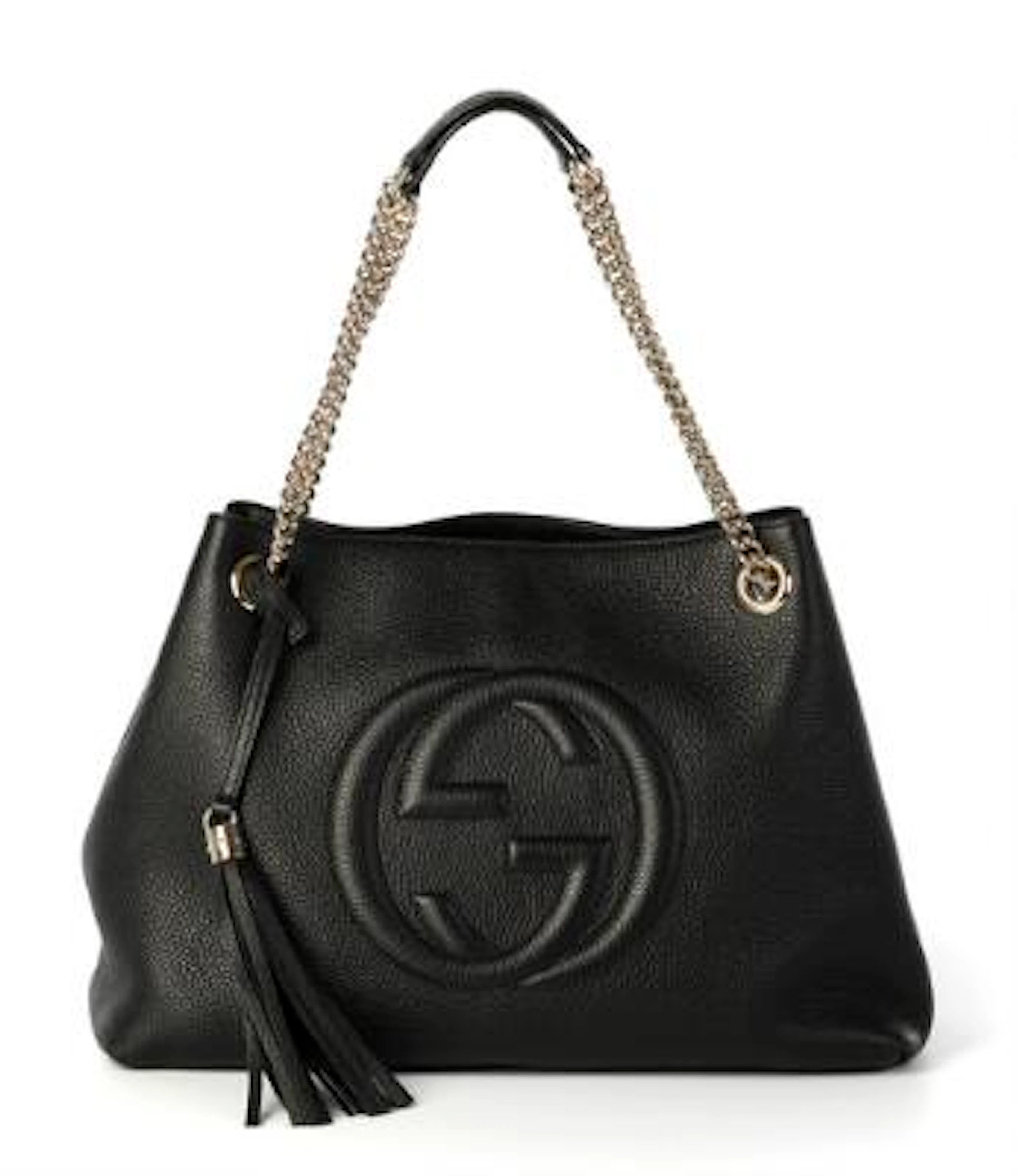 Gucci: A "Soho Chain Tote" bag of black leather with gold tone hardware