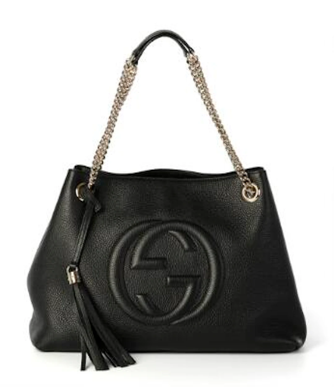 Gucci: A "Soho Chain Tote" bag of black leather with gold tone hardware