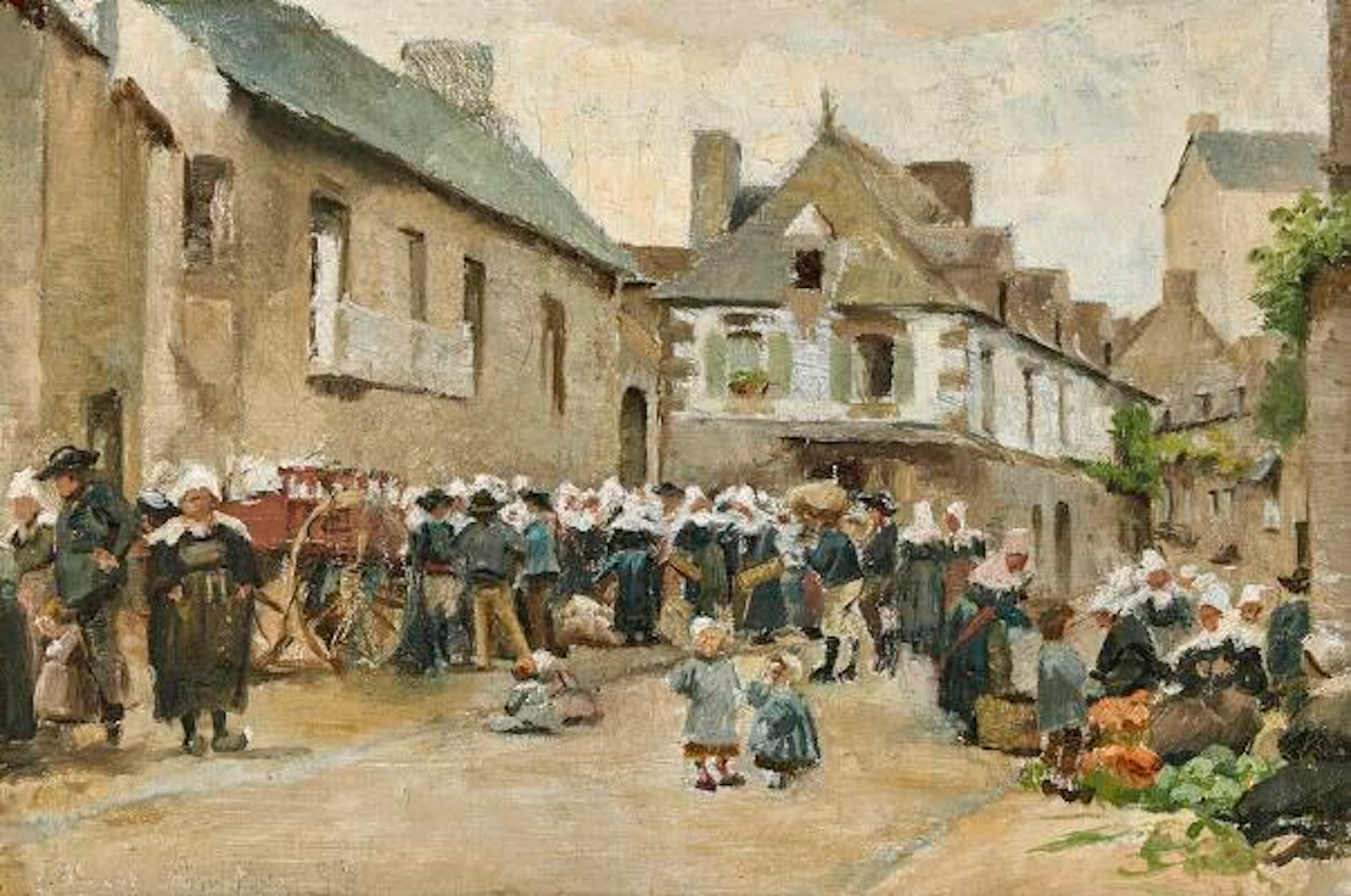 Emilie Mundt: A day at the market in Pont Aven. Signed and dated.