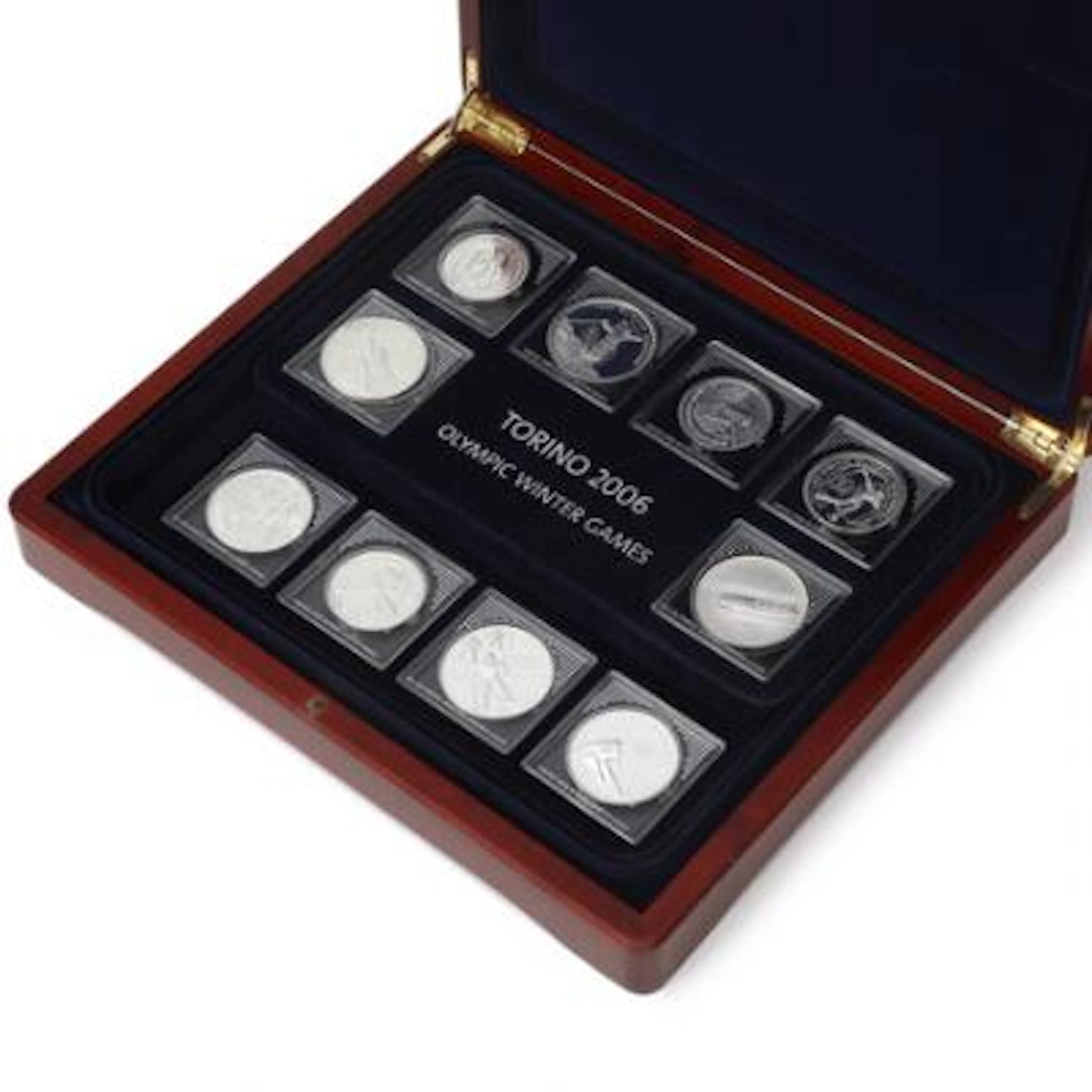 Collection of silver coins commemorating the Turin 2006 Winter Olympics