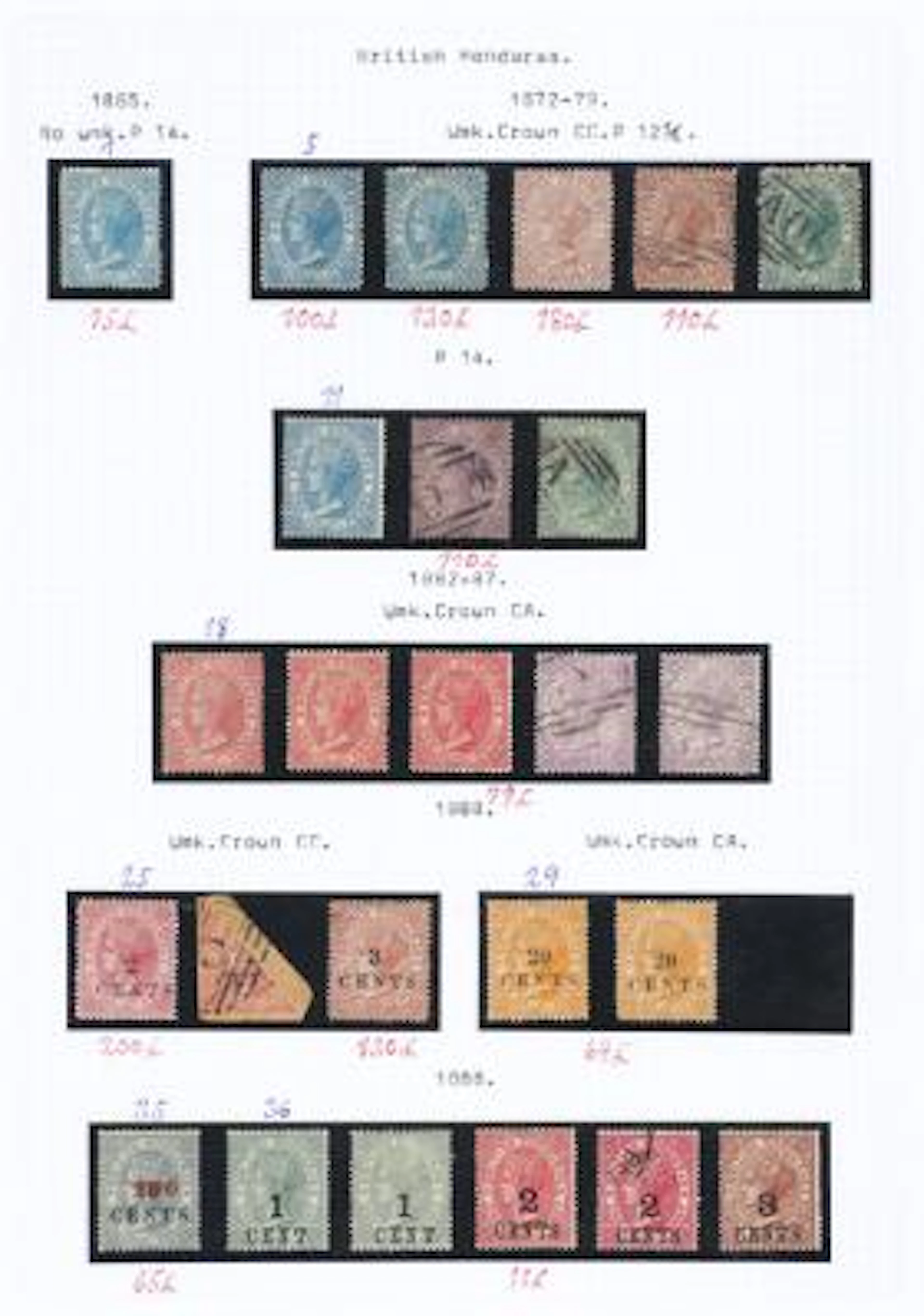 British Honduras. 1865-1962. Very fine collection on homemade pages