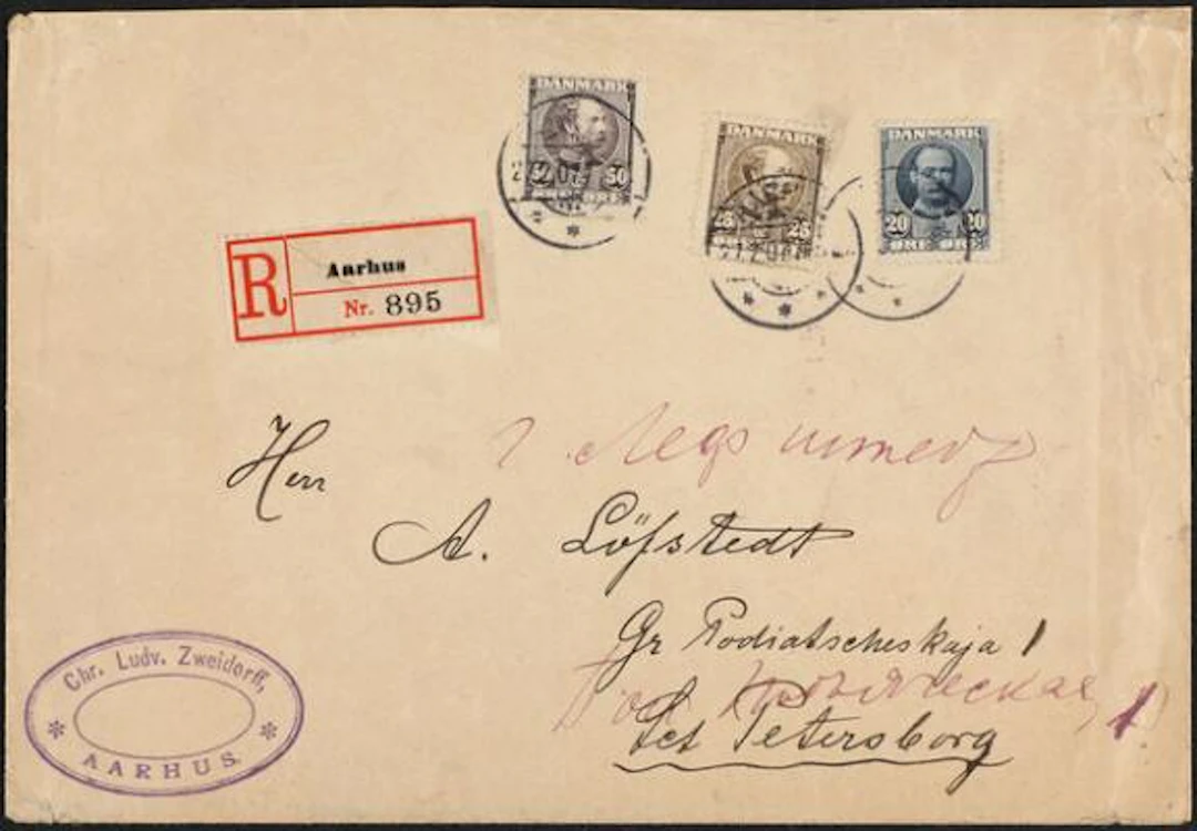 1905-1907. Christian IX. 50 Øre, brown lilac and 25 Øre, brown and