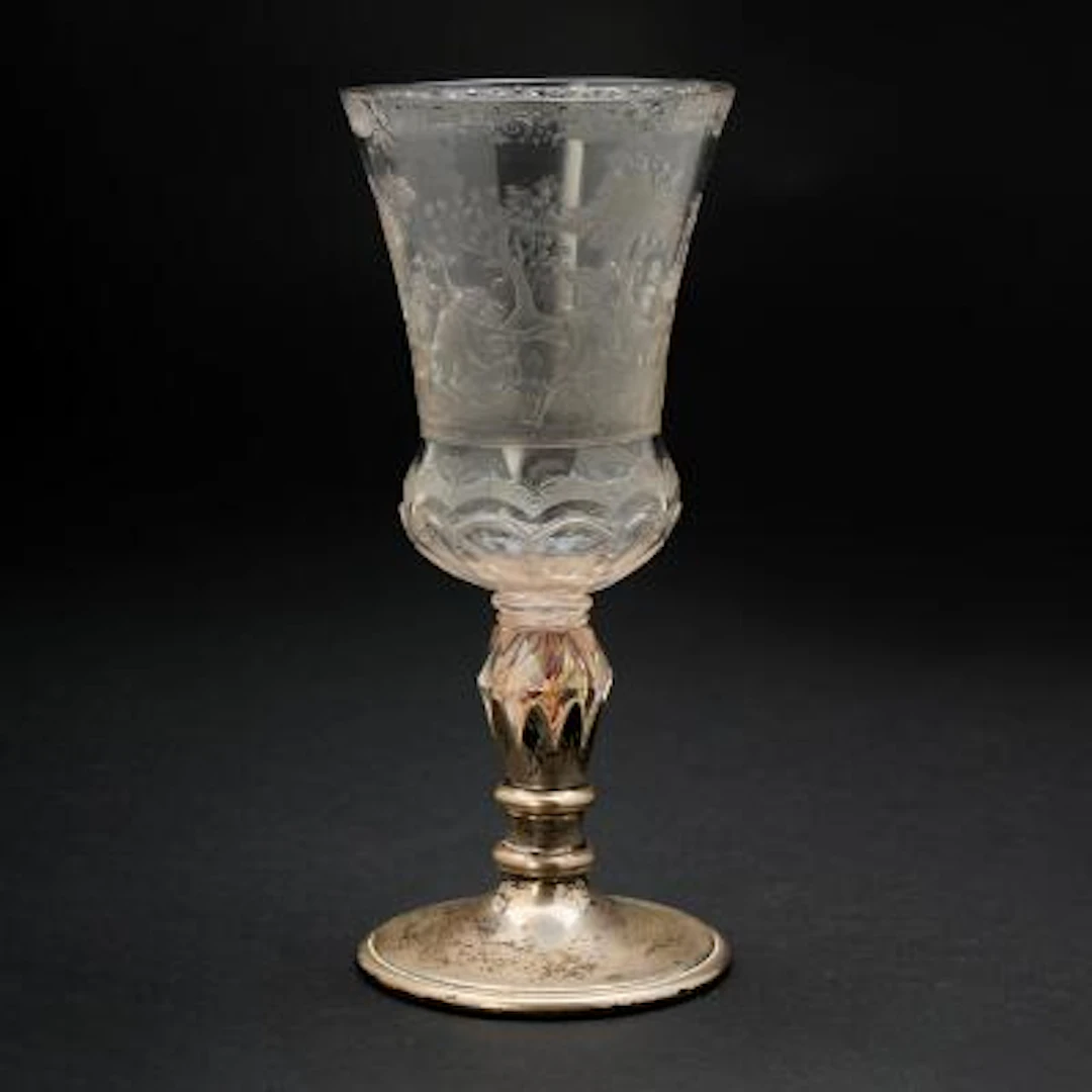 Johann Christoph Kiessling, attr.: A finely engraved goblet with bell-shaped