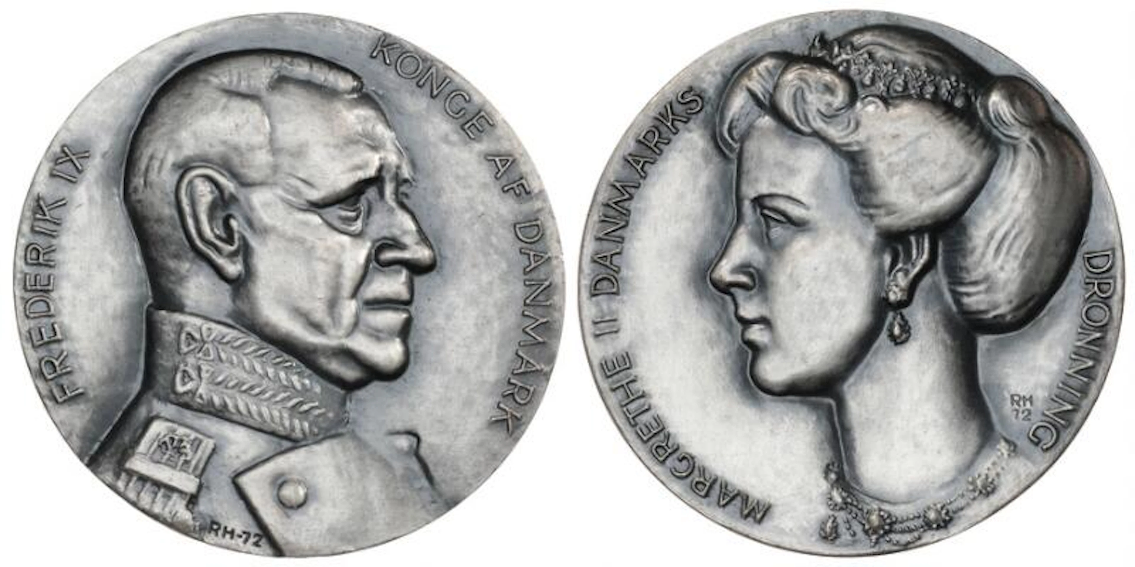 Frederik IX og Margrethe II commemorative medals, in total 2 pcs