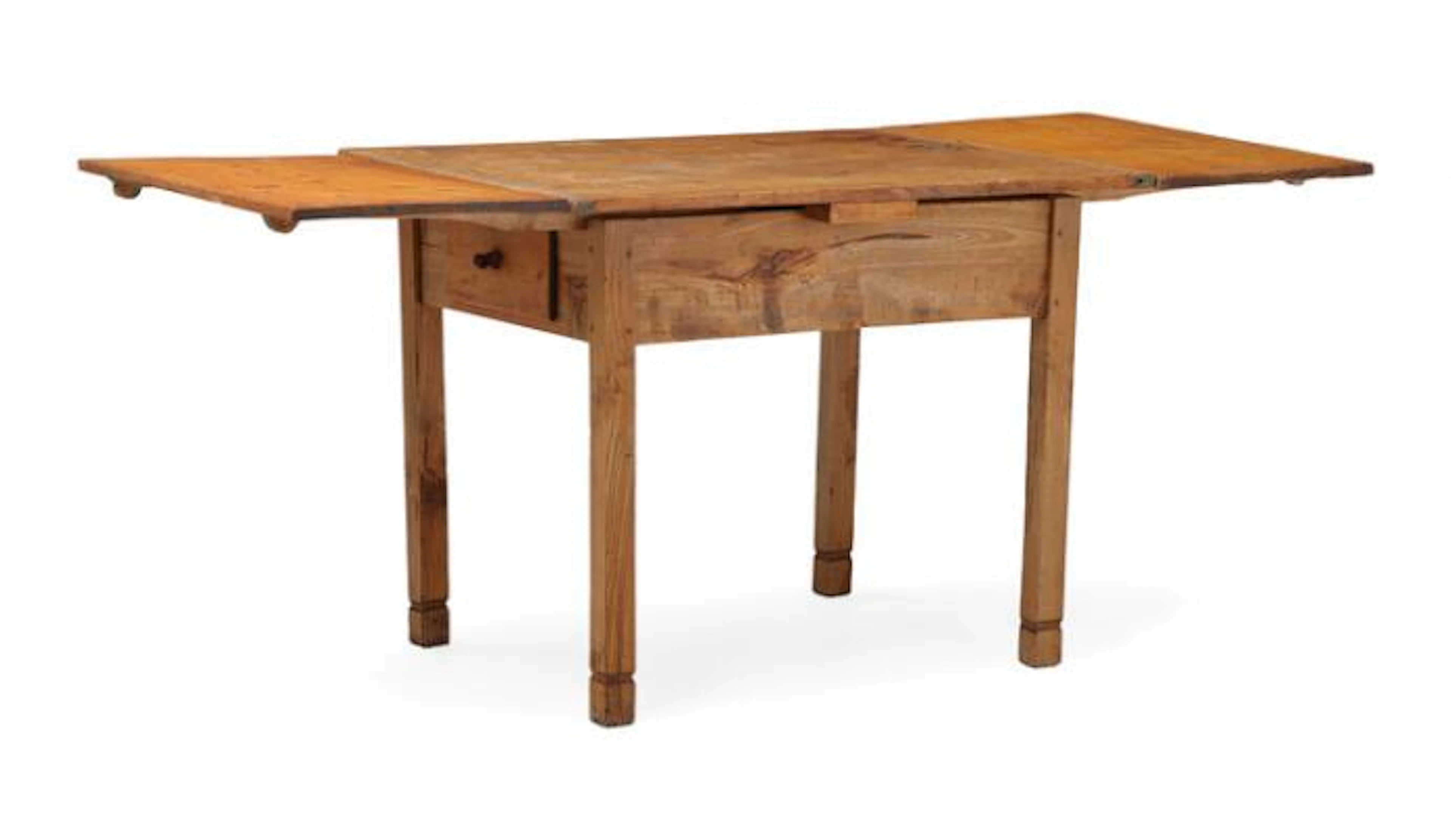 A rustic pinewood table with extention leaves on each side. 19th century.