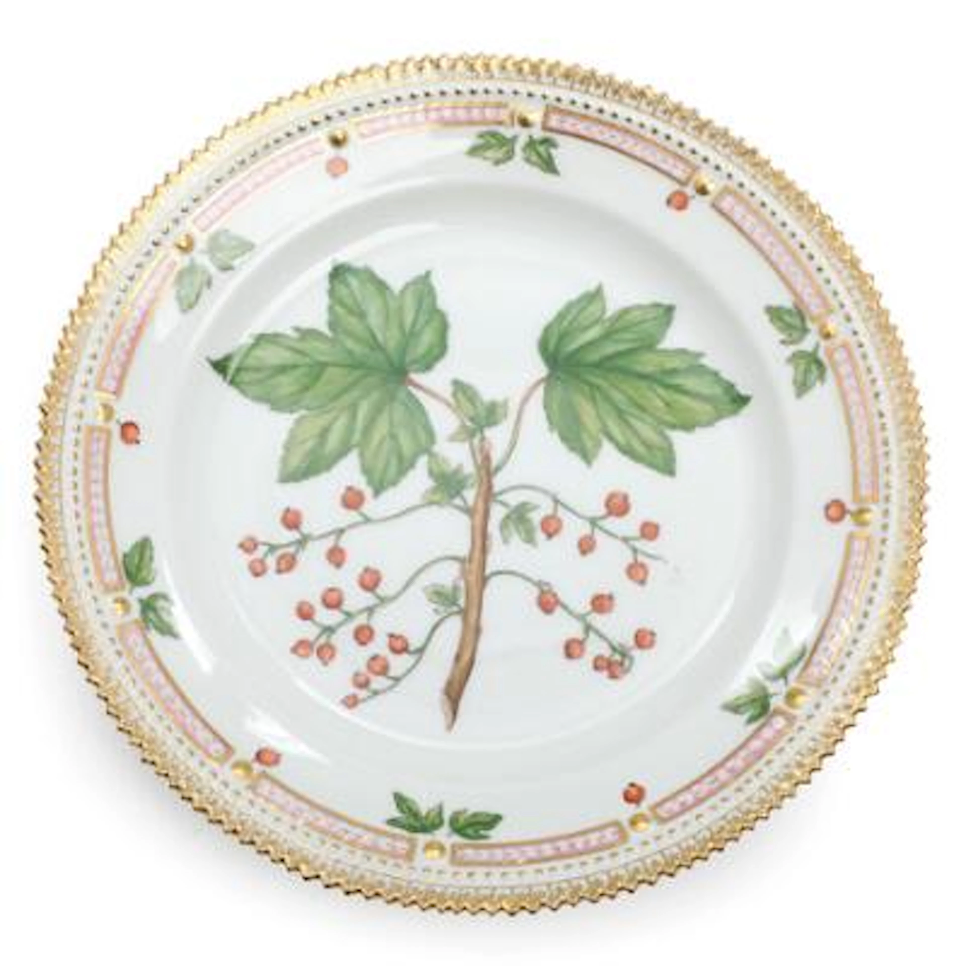 'Flora Danica'. An enamelled and gilt porcelain dish painted with