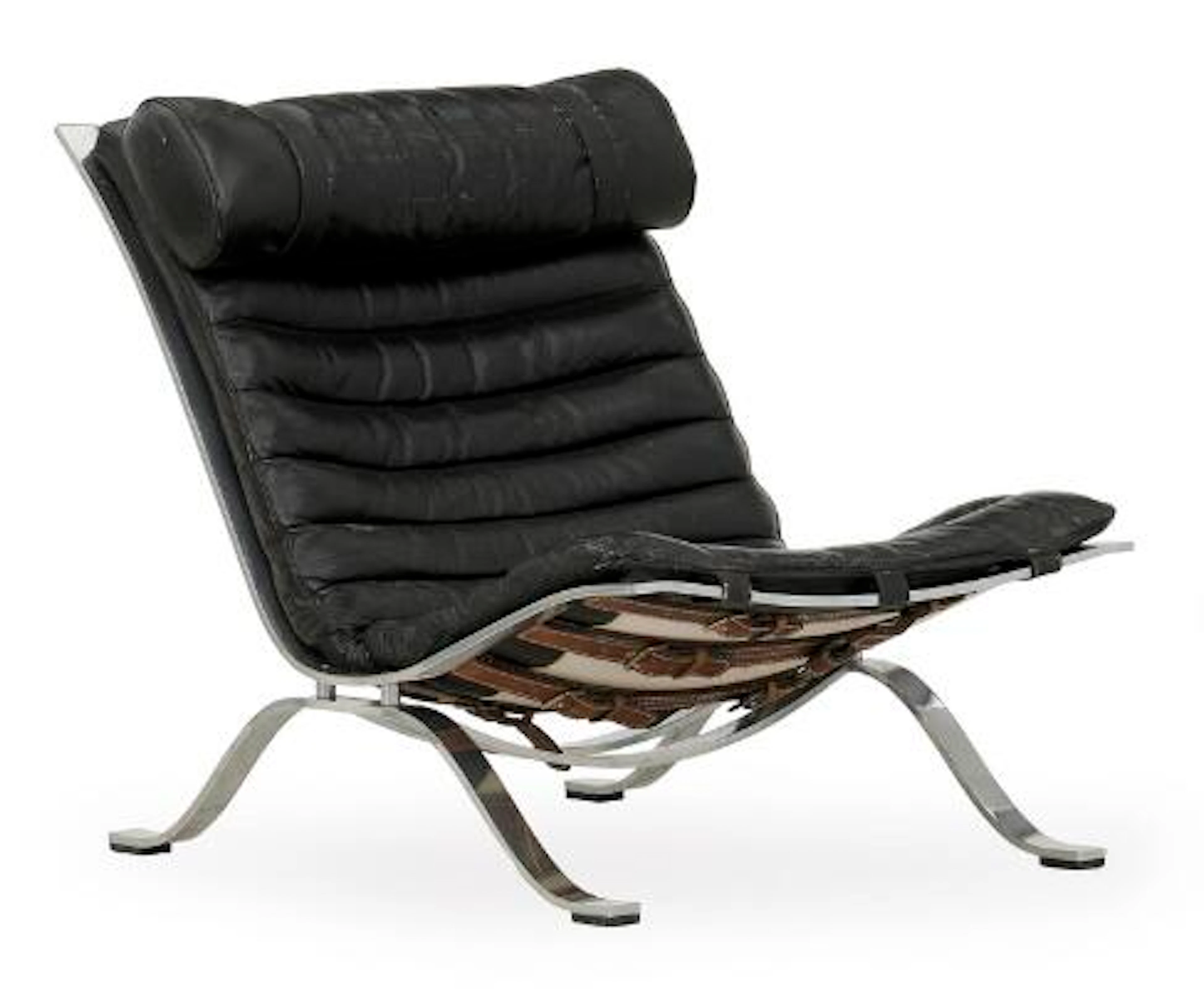Arne Norell: "Ari". Steel easy chair. Seat and back upholstered with
