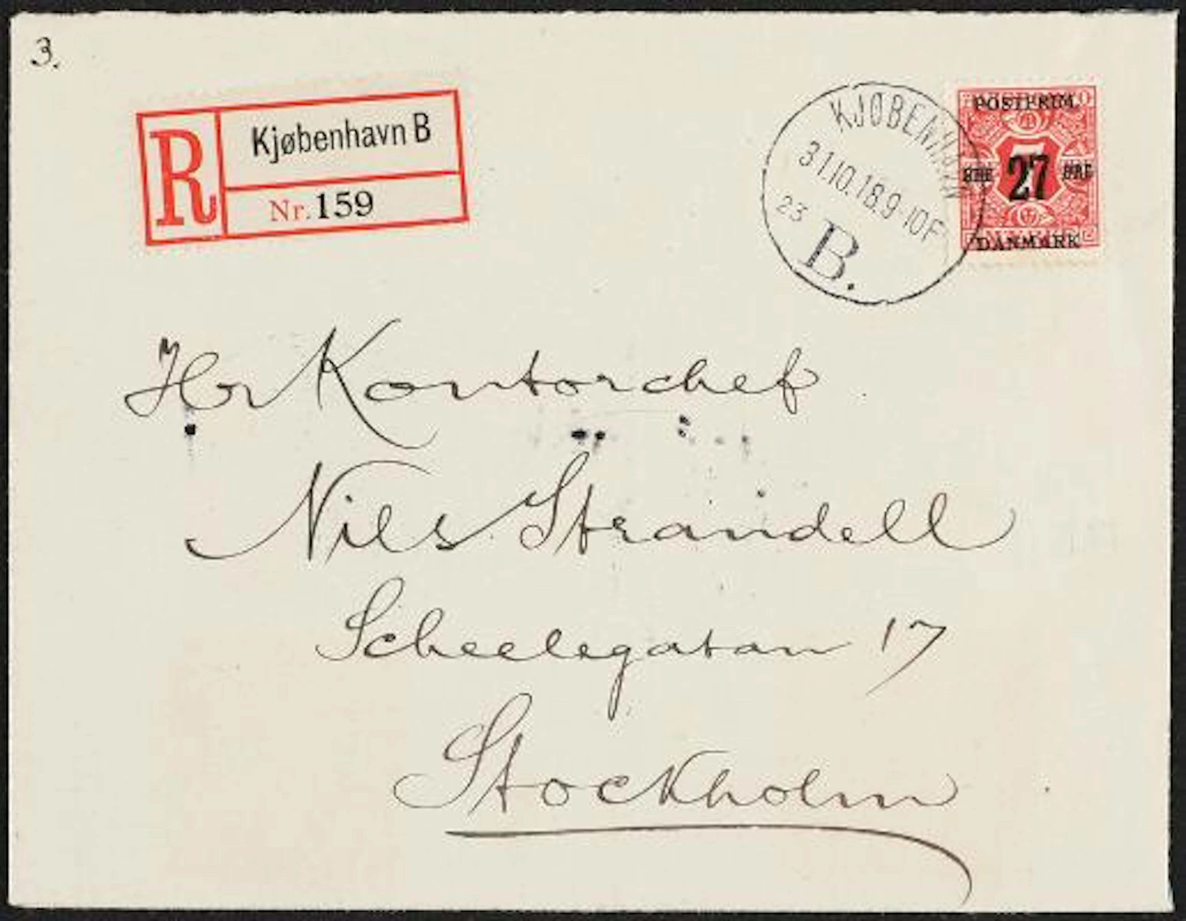 1918. Surcharge. 27/7 Øre, red. Perf. 12 3/4, wmk. Crown. Correctly