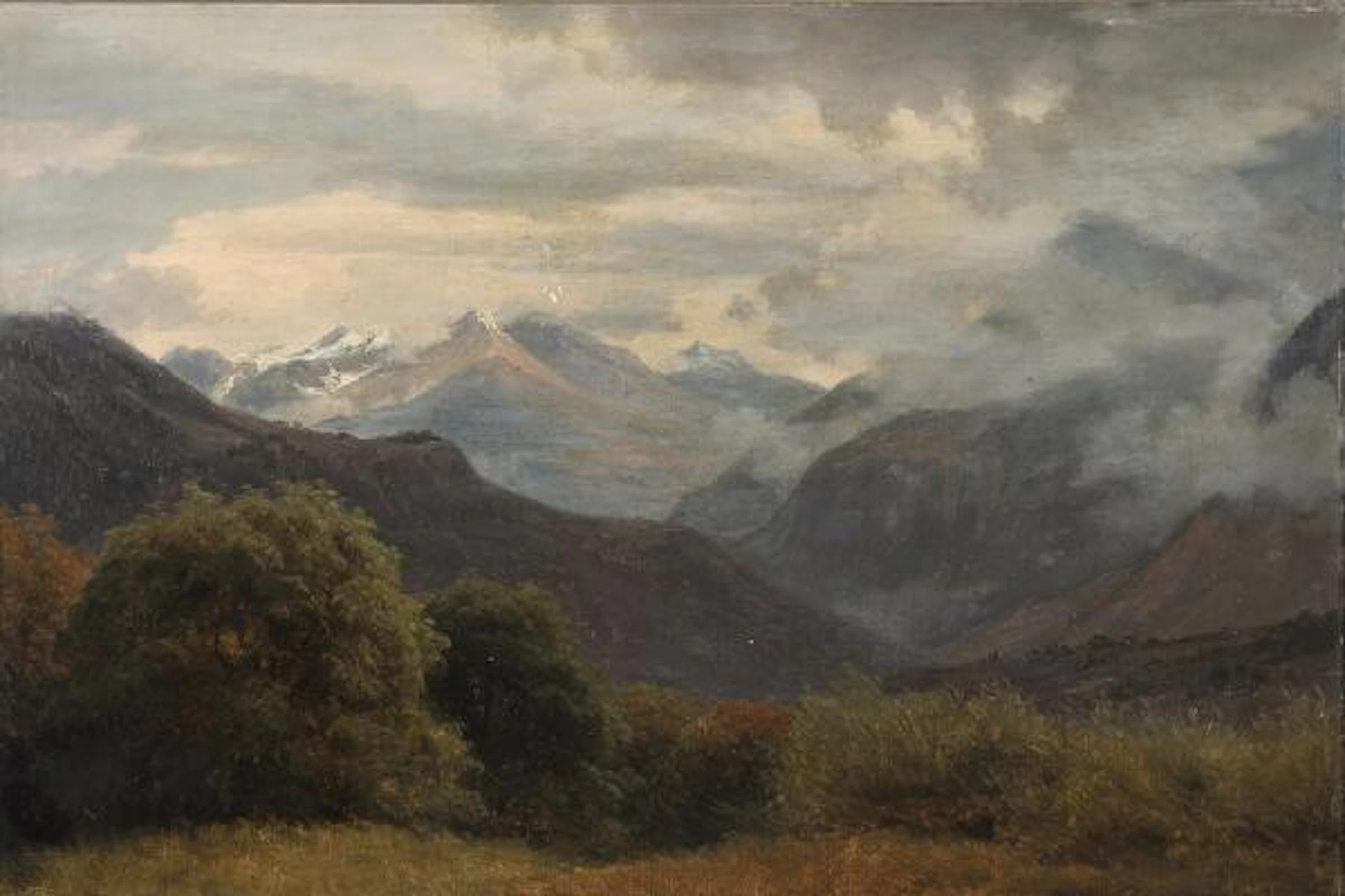 Johann Georg Paul Mohr: View across mountains. Signed J. G. P. Mohr