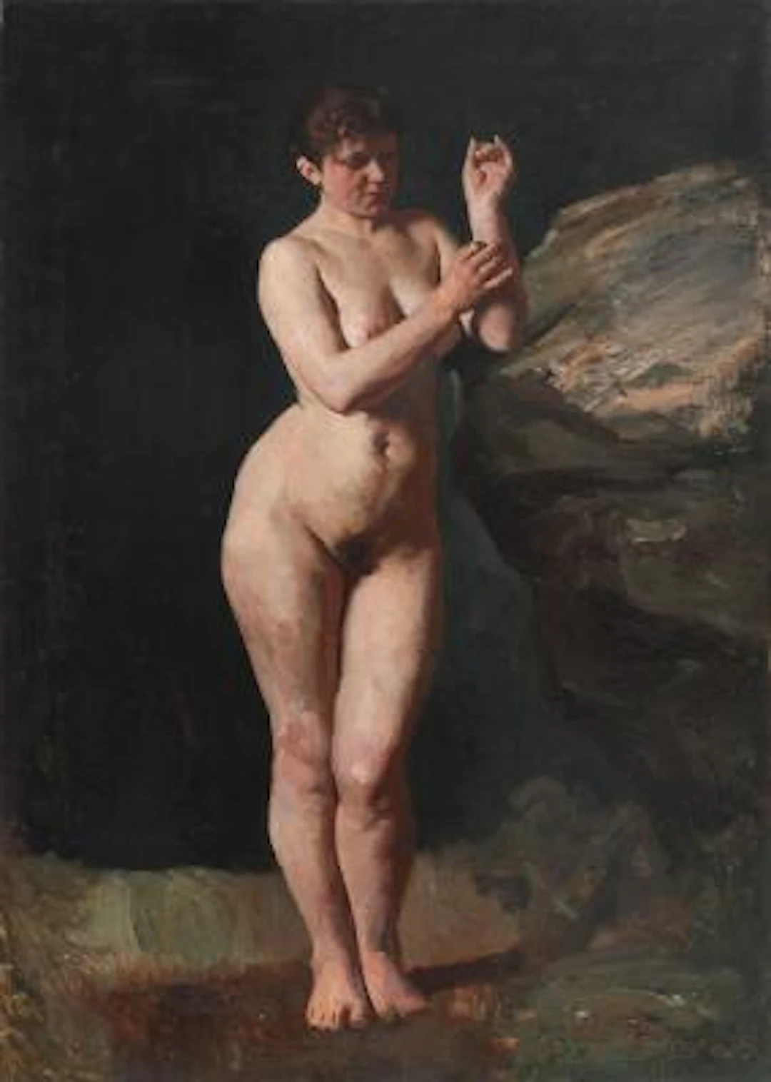 Unknown artist, 19th century: Study. Unsigned. Oil on canvas. 74 ×