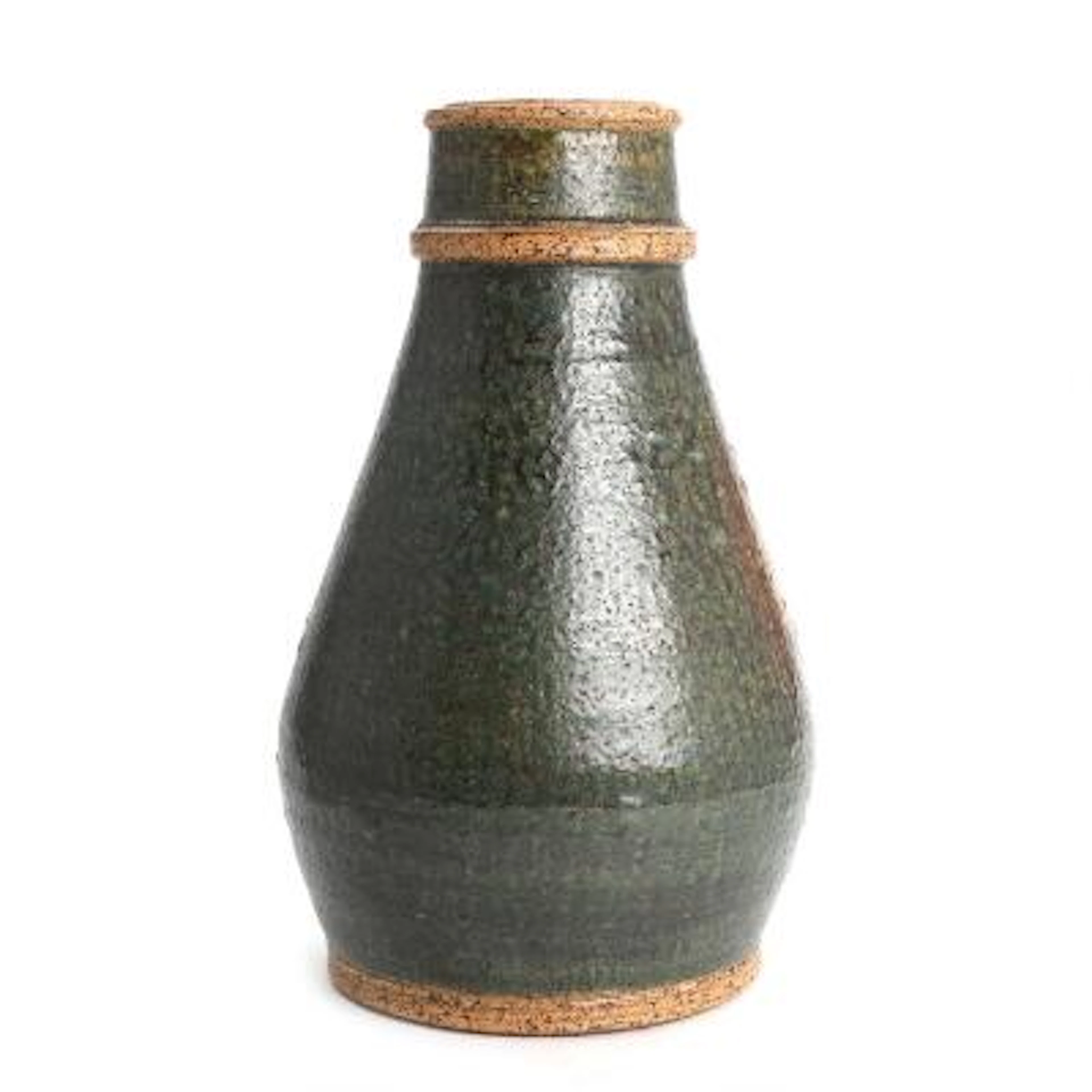 Nils Kähler: Floor vase in stoneware with bottle-green glaze. Signed
