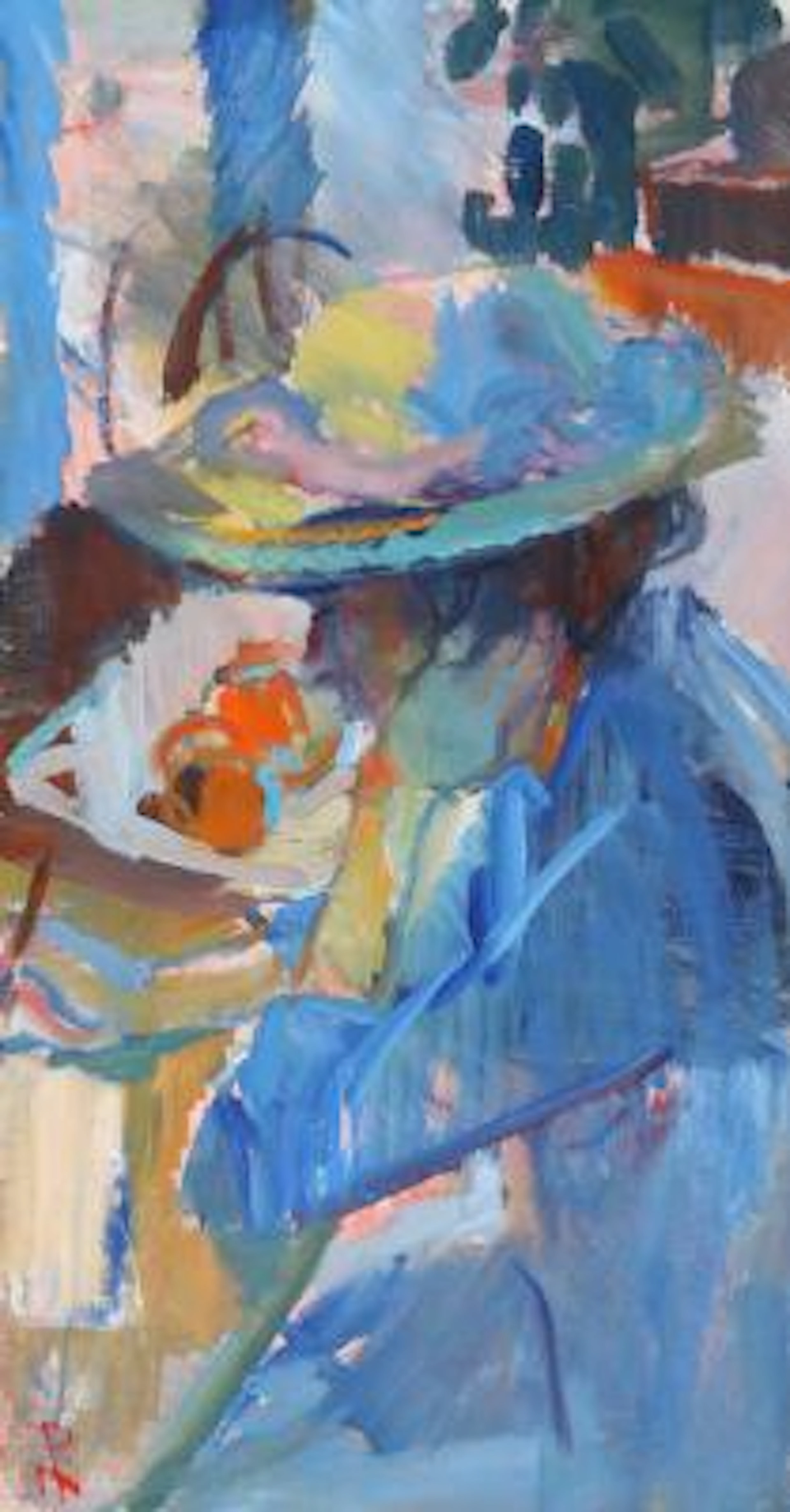 Poul S. Nielsen: Woman with a hat. Signed monogram. Oil on canvas.